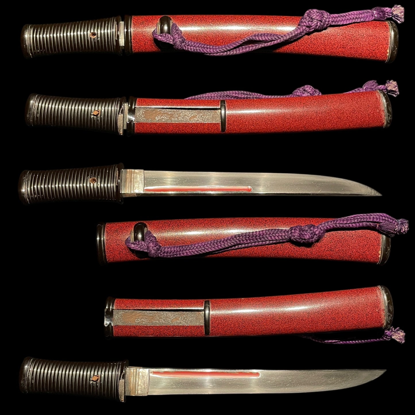 Thick Red TANTO. Hizenkoku Dewadaijo 肥前国出羽大掾 signed, Edo period