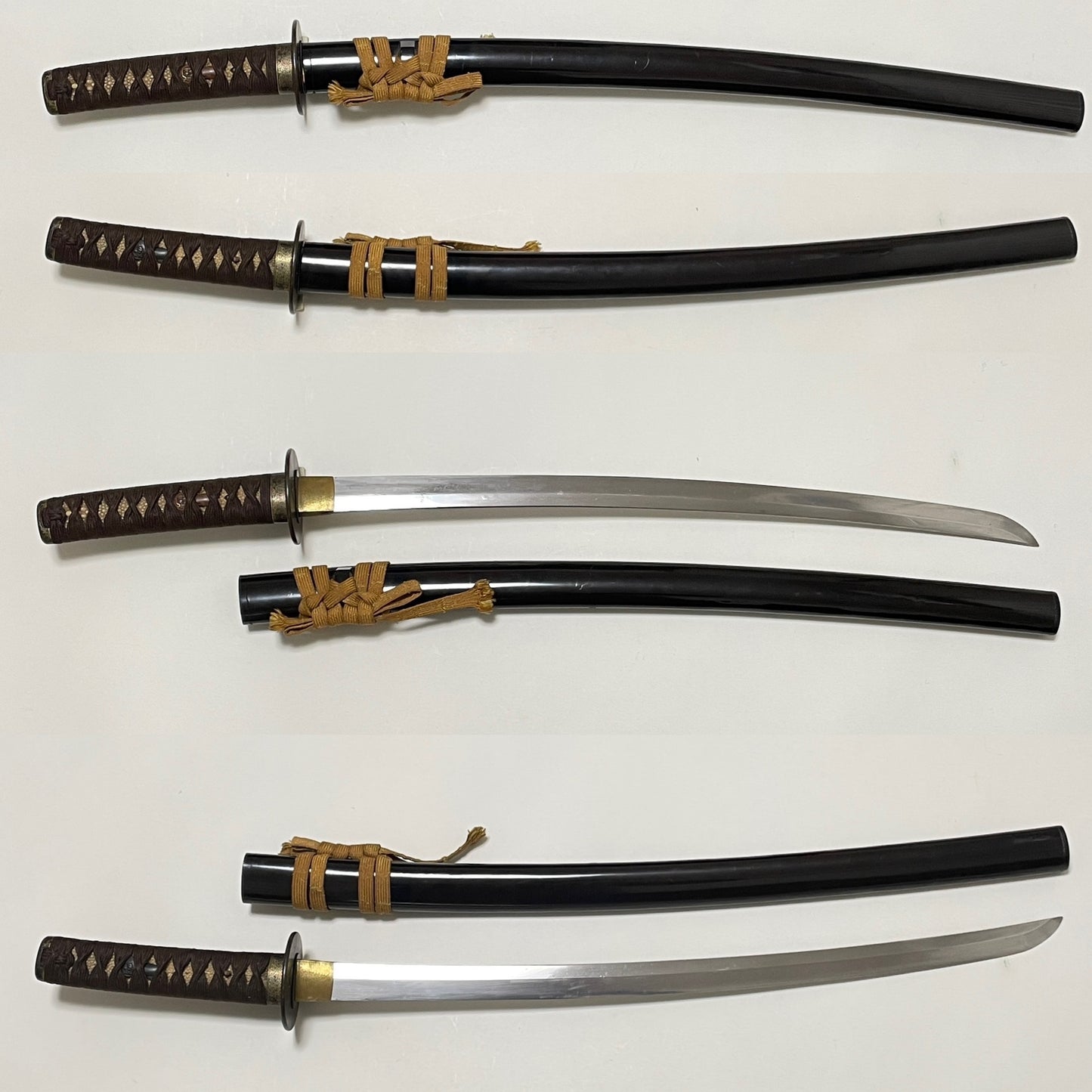 Daruma 達磨 Menuki Sukesada signd Wakizashi, Shigure 時雨 Tsuba, Kaga Fuchikashira