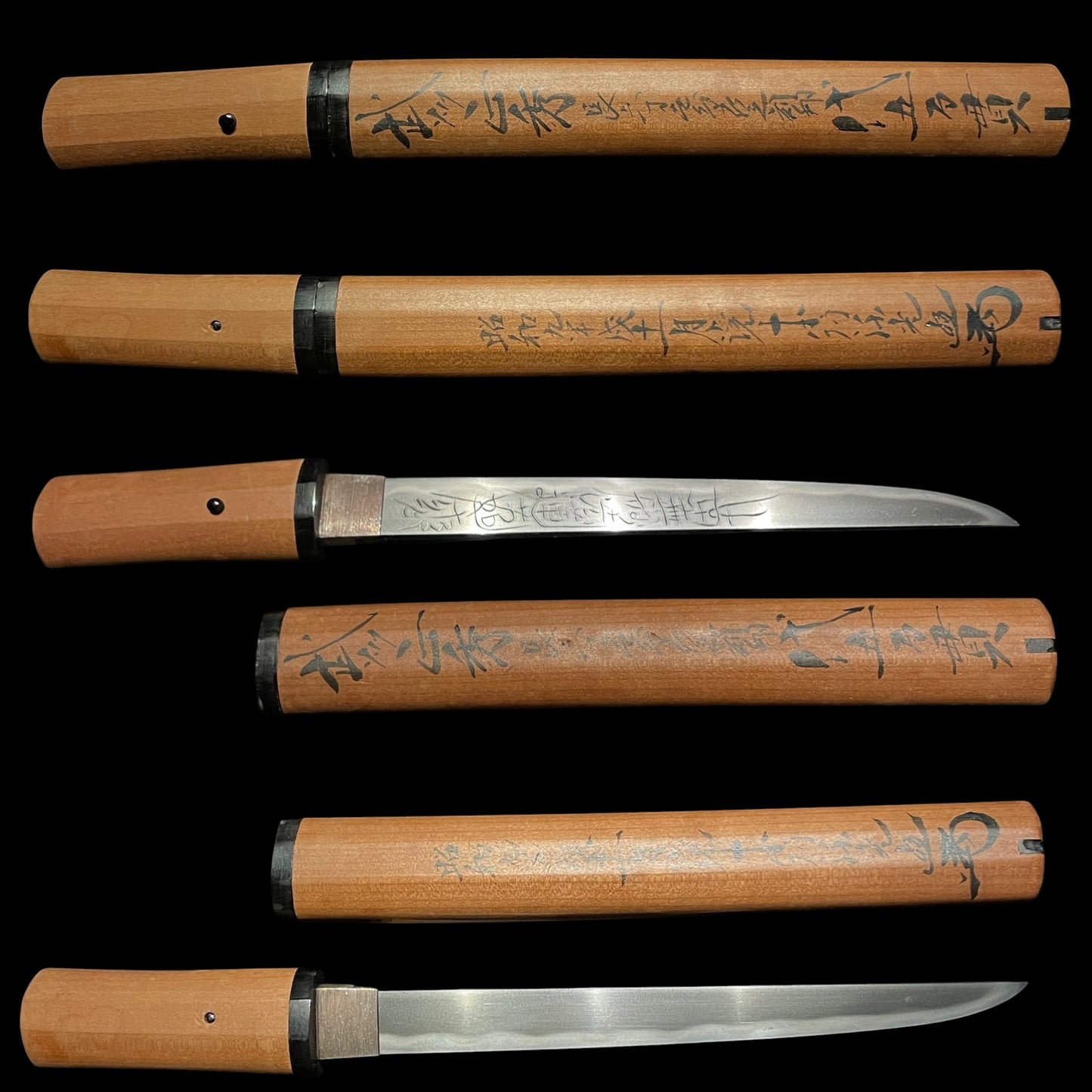 HORIMONO 彫物 TANTO, 南無妙法蓮華経(Namu Myōhō Renge Kyō), Masahide 正秀 signed, Sayagaki 鞘書