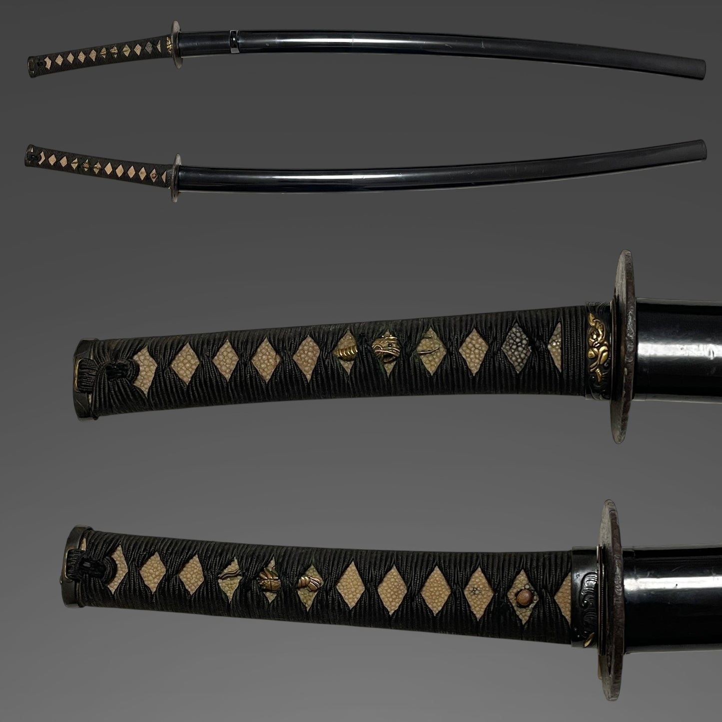 Dragon Fuchikashira Long Wakizashi, Silver Kashu Habaki, Edo period mumei