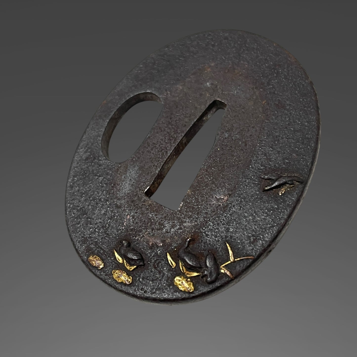 Short Black Wakizashi, Dragon Menuki and Bird Tsuba, Edo period mumei