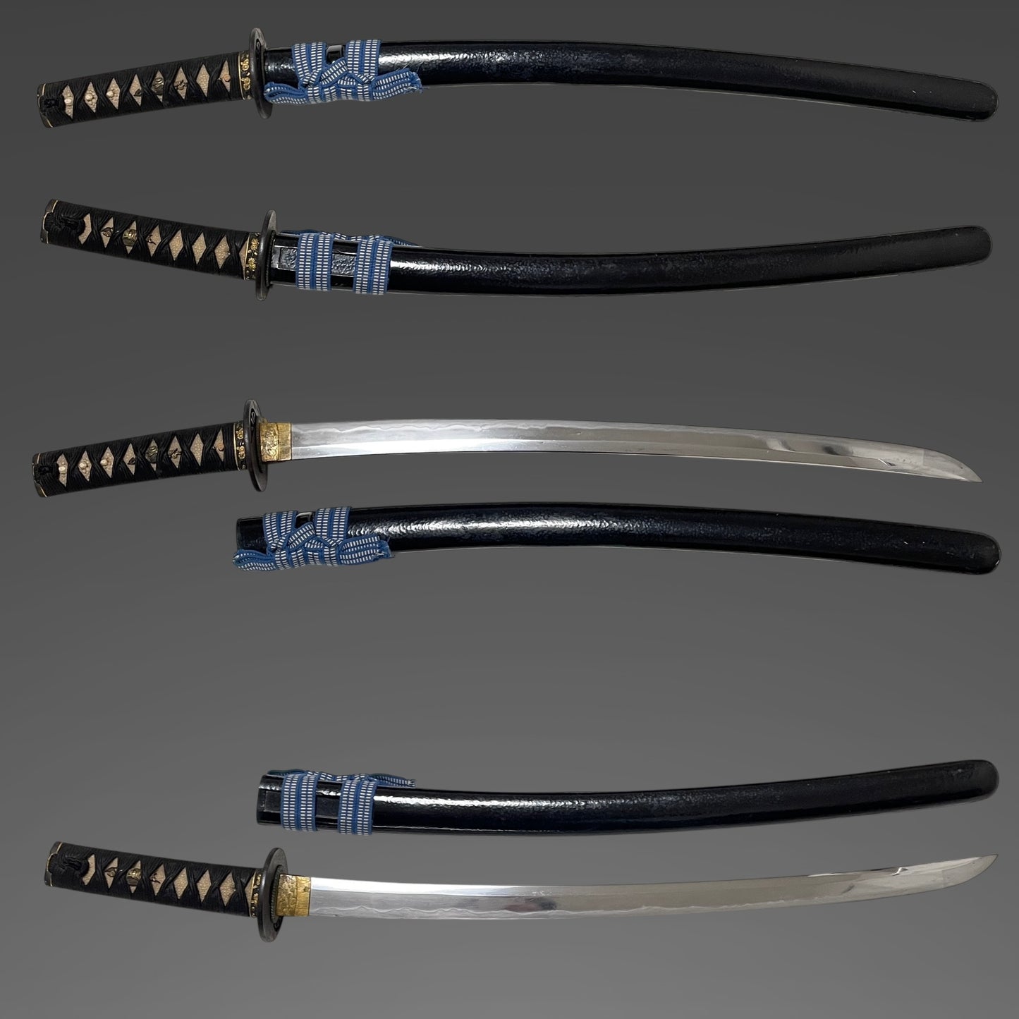 Mino Style Fuchikashira Long Wakizashi, Tadatsugu 忠次 signed Tsuba, Edo peiord mumei