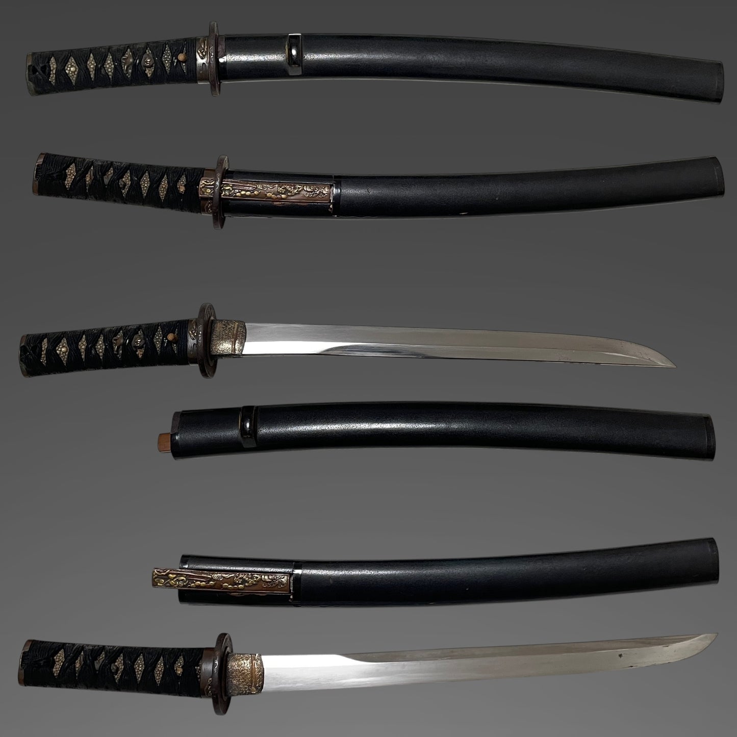 Shobuzukuri Wakizashi, Tiger Menuki, with Kozuka, Edo period mumei