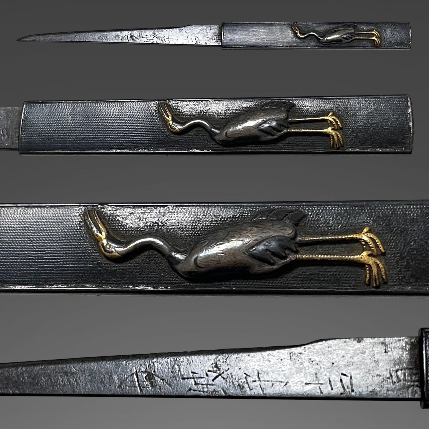 Byakudan-Nuri 白檀塗, Aikuchi Koshirae 合口拵, Tanbanokami Yoshimichi signed Kozuka and Warikogai