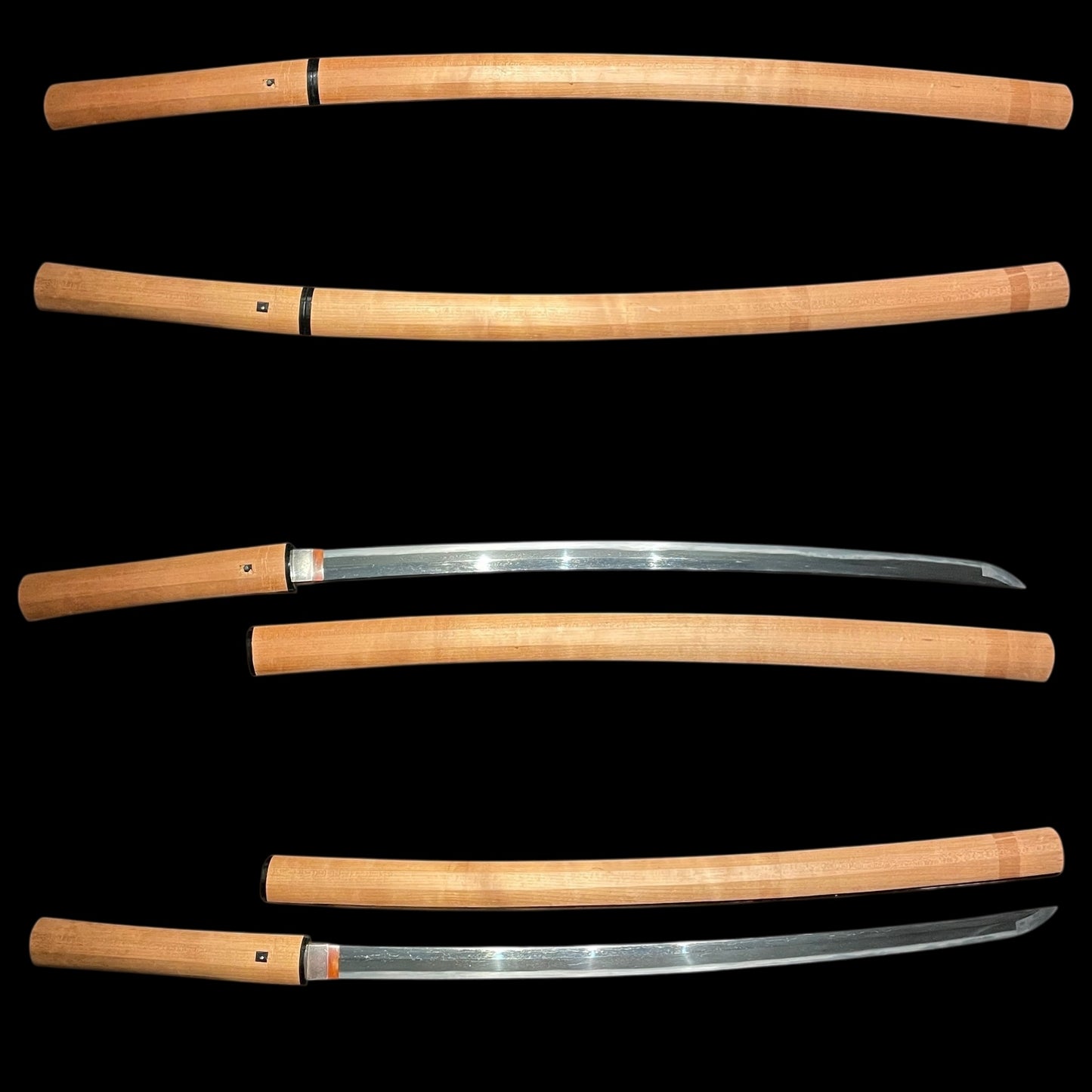 Morimitsu 盛光 signed KATANA, Shinchu Chirashi Tsuba 真鍮散鍔, with Shirasaya