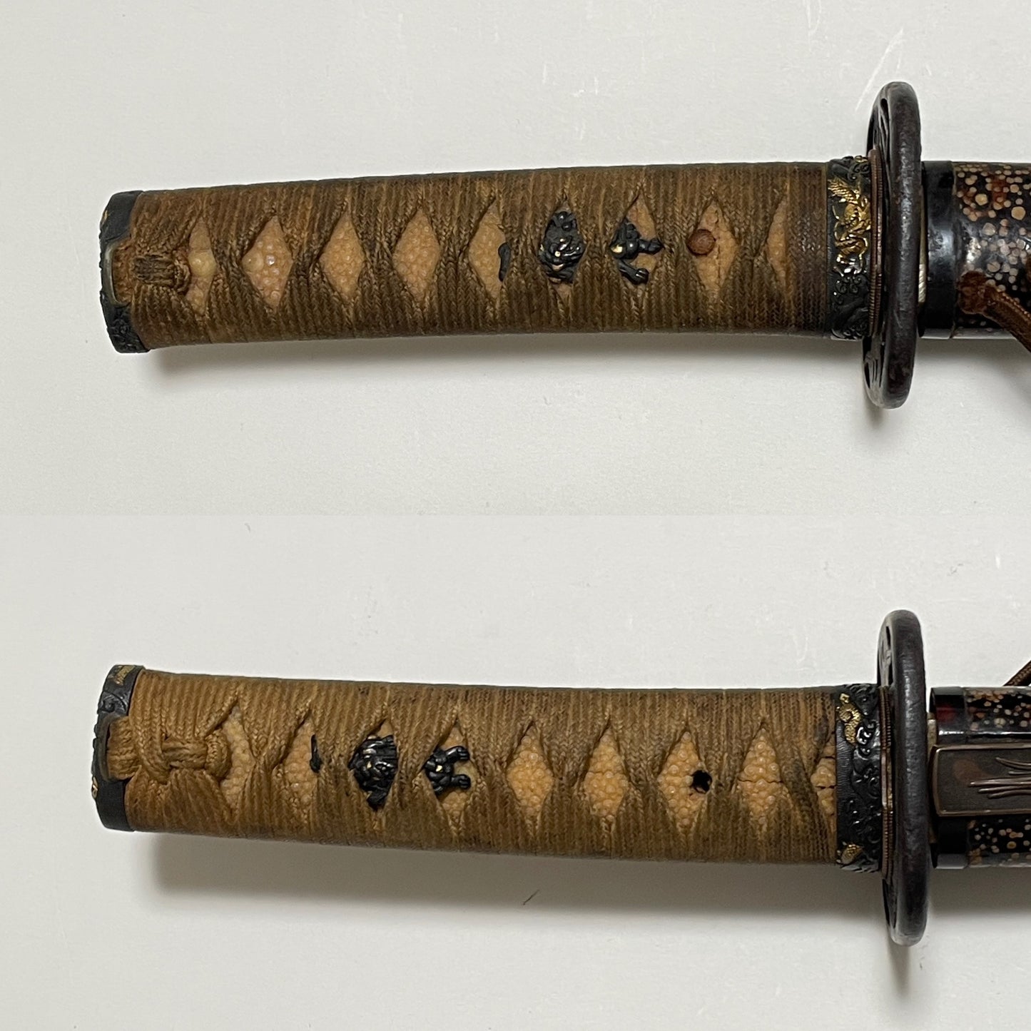 Samesaya-Koshirae 鮫鞘拵 Wakizashi, Oomokumehada, Dragon Fuchikashira, with Kozuka