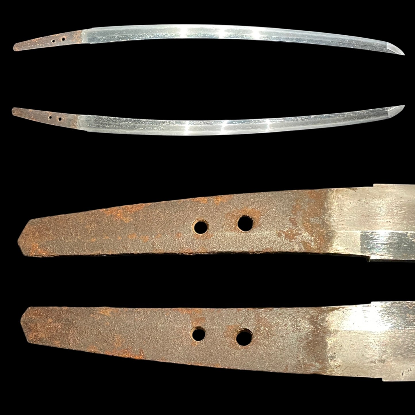 Long Wakizashi, Furukawa Genchin signed Fuchi, Samurai Menuki, Edo period mumei