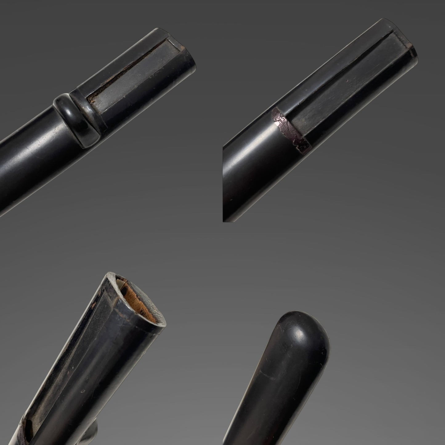 Stunning Hamon Black Wakizashi, Kobayashi Hiroshige 小林廣重 signed Fuchi, Edo period mumei