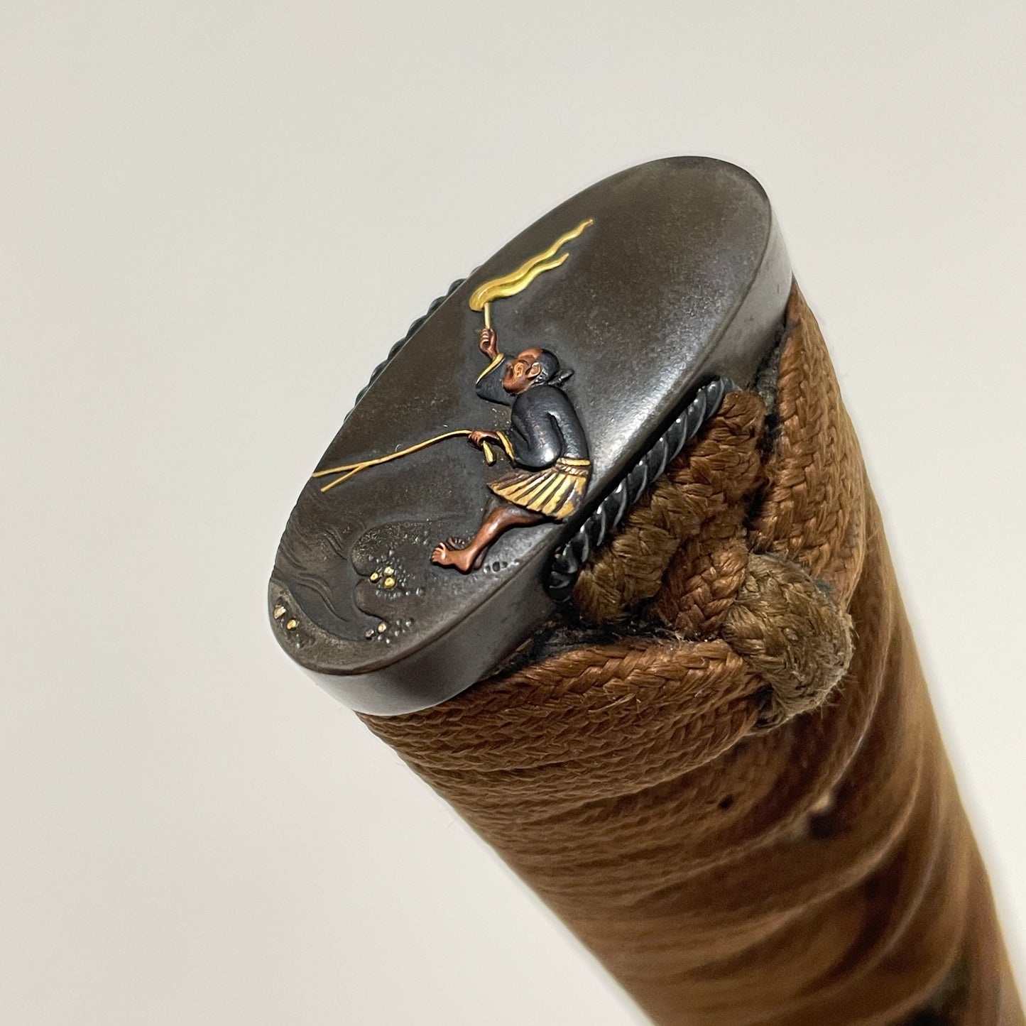 Ccormorant Fishing 鵜飼 Fittings Wakizashi, Kikuchi Tsunesada 菊池序定 signed Fuchi