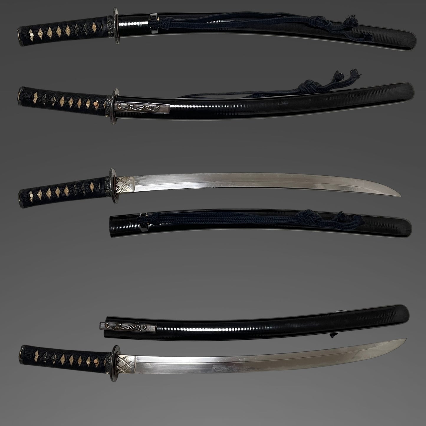 Ookissaki 大切先 Wakizashi, Dragon Fuchikashira, 因州住壽正 signed Kozuka, Edo period mumei