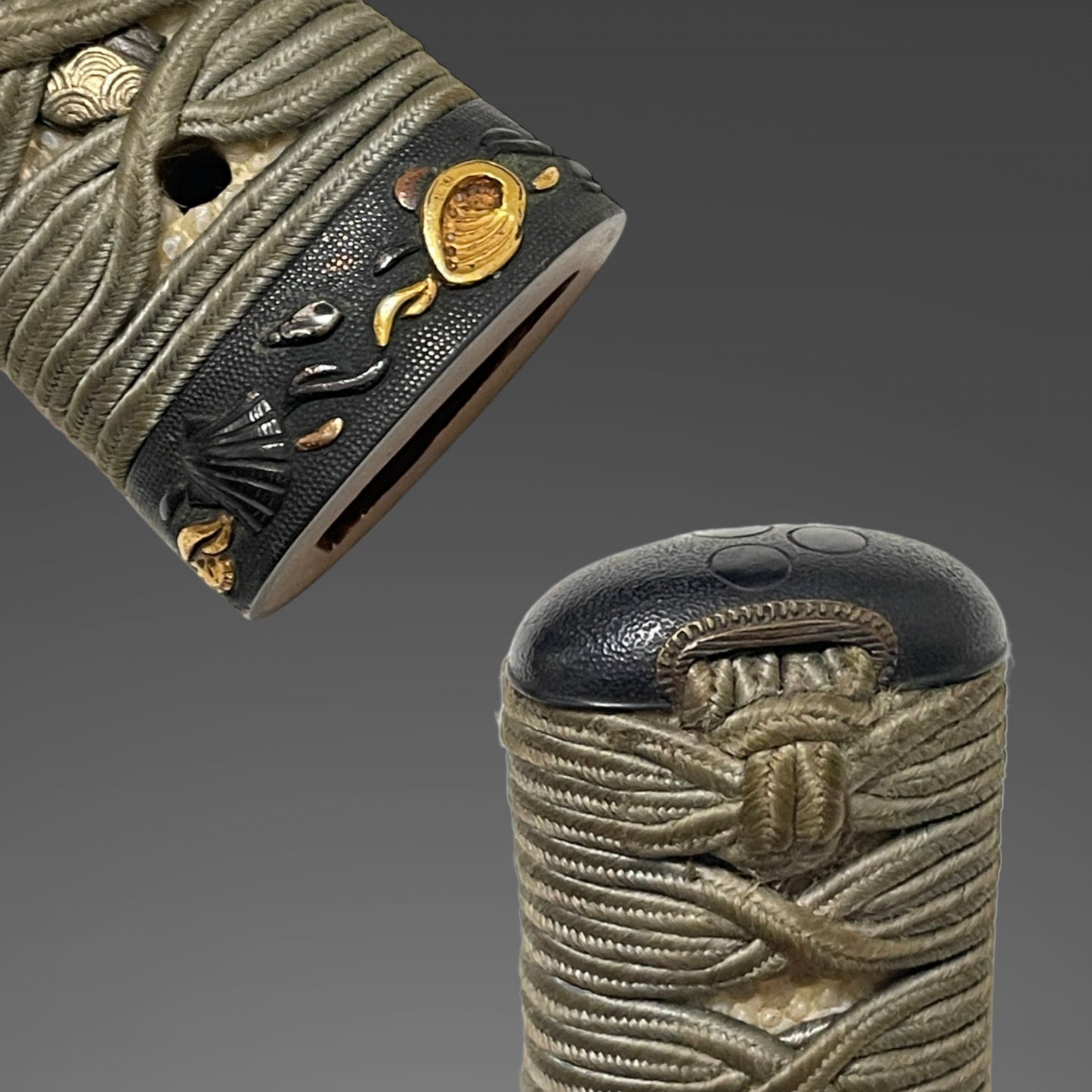 Kunimitsu 國光 signed TANTO, Dragon Kozuka, Shell Fuchi, Muromachi period