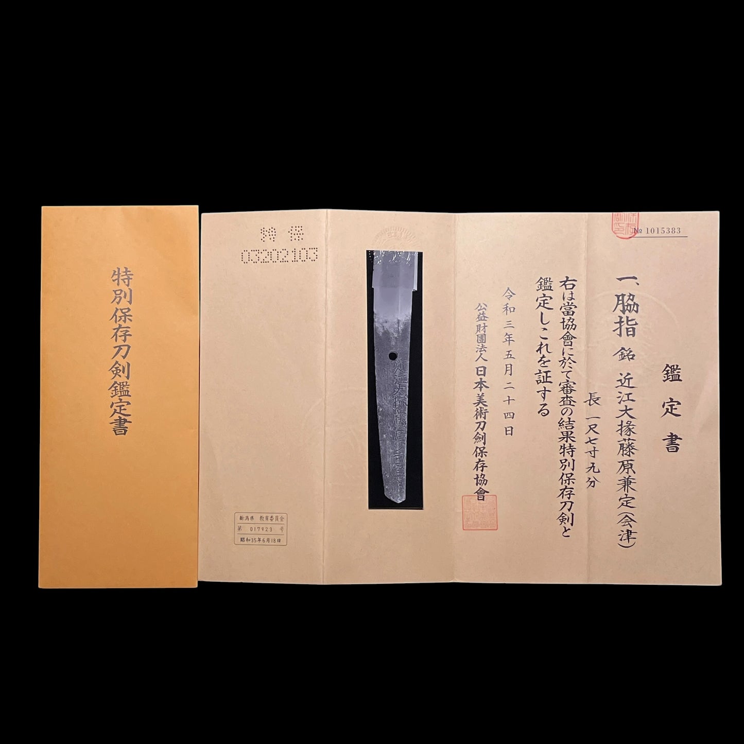 TOKUBETSU-HOZON, Aizu Kanesada 会津兼定, Omidaijo Kanesada 近江大掾藤原兼定 signed Wakizashi