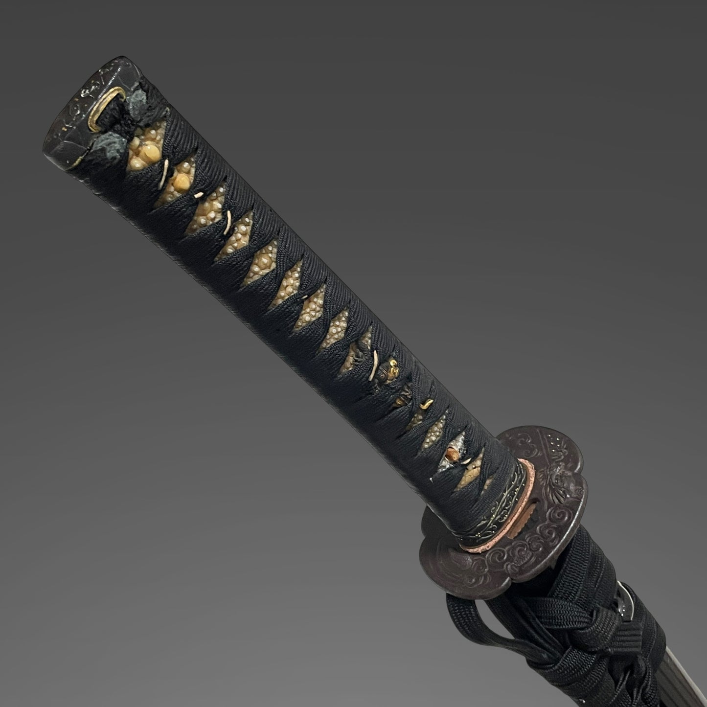 Dragon Tsuba and Menuki, Long Wakizashi, Wave Fuchikashira, Edo period mumei