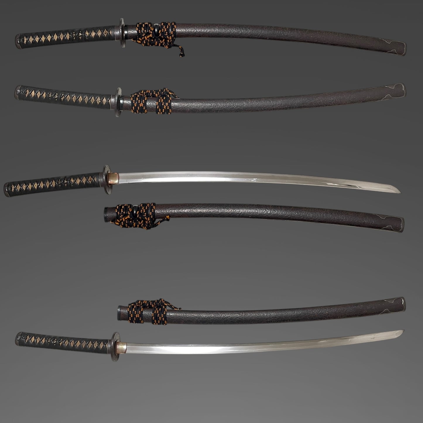 Minamoto Sae 源左衛 signed KATANA, Shakudo Myoga Menuki, Iron Fittings, Muromachi period