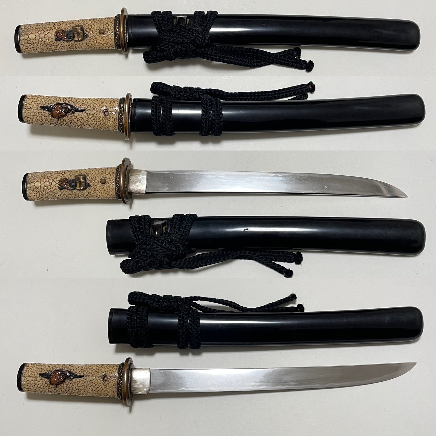 Nohmen Menuki 能面目貫 TANTO, Okina 翁 and Hannya 般若, Edo period mumei