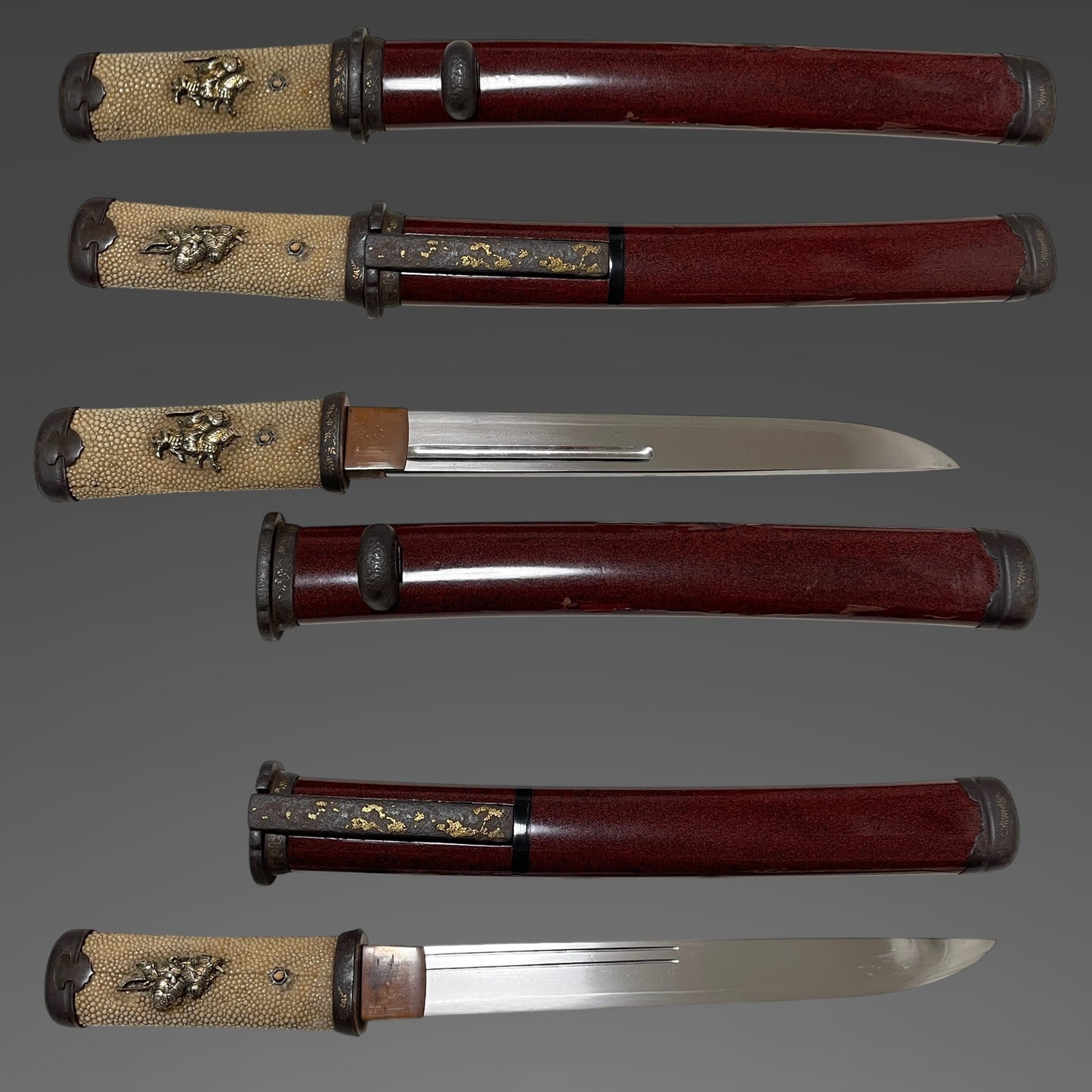 Red TANTO with Kozuka, Iron Fittings, Late Edo period mumei, Bakumatsu era