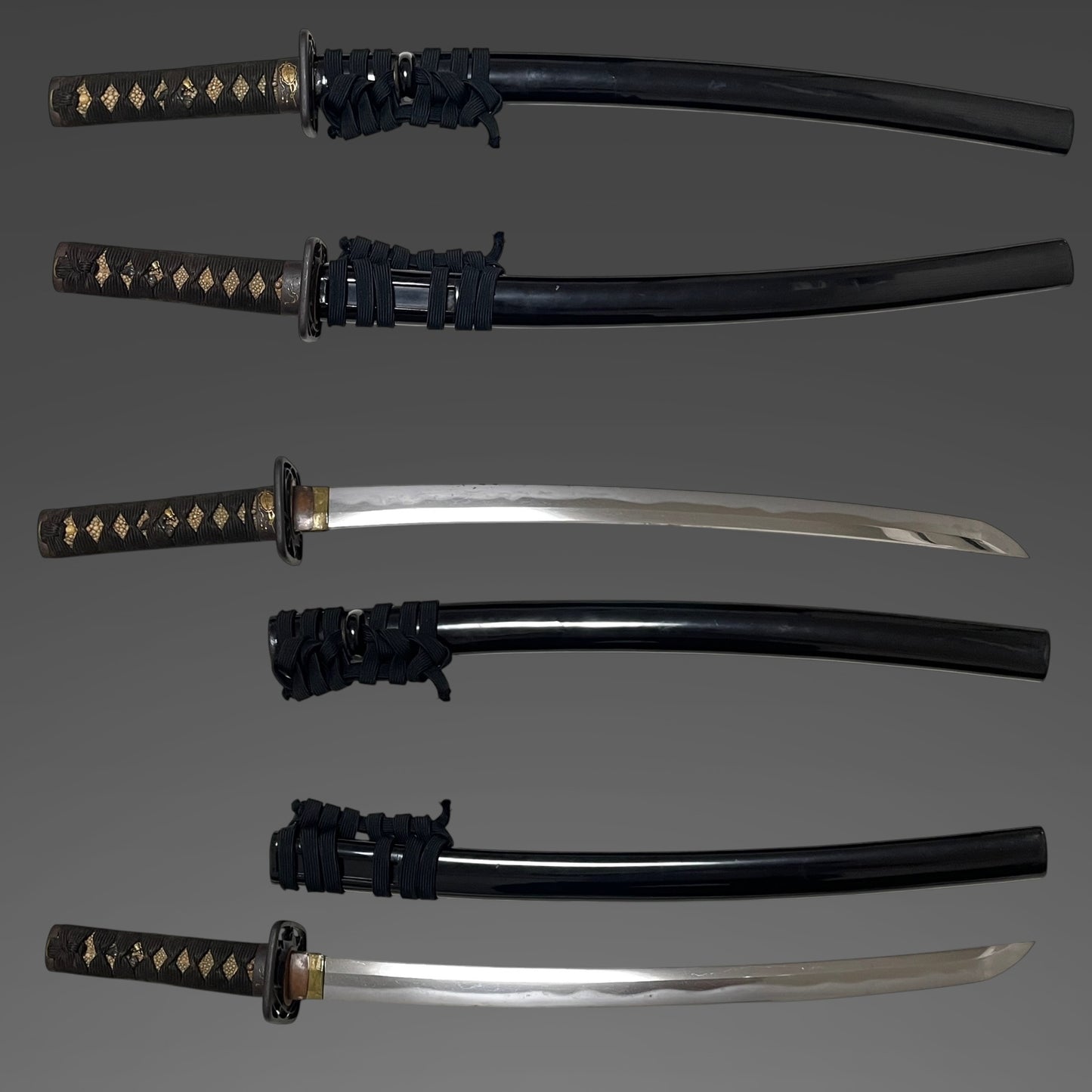 Gunbai-Fuchikashira 軍配縁頭 Wakizashi, Wide Hamon, Edo period mumei