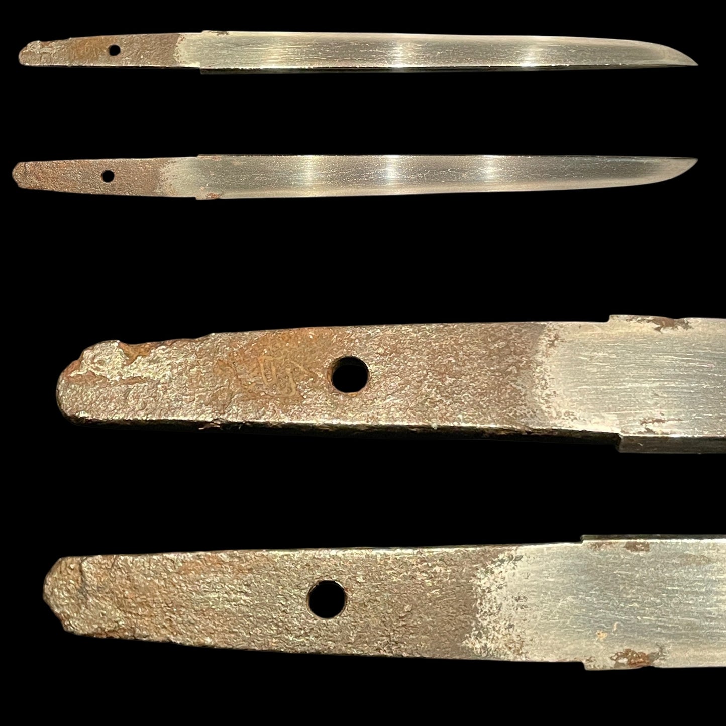 Aikuchi TANTO, Sadamune 貞宗 signed, Masamehada 柾目肌, Muromachi period