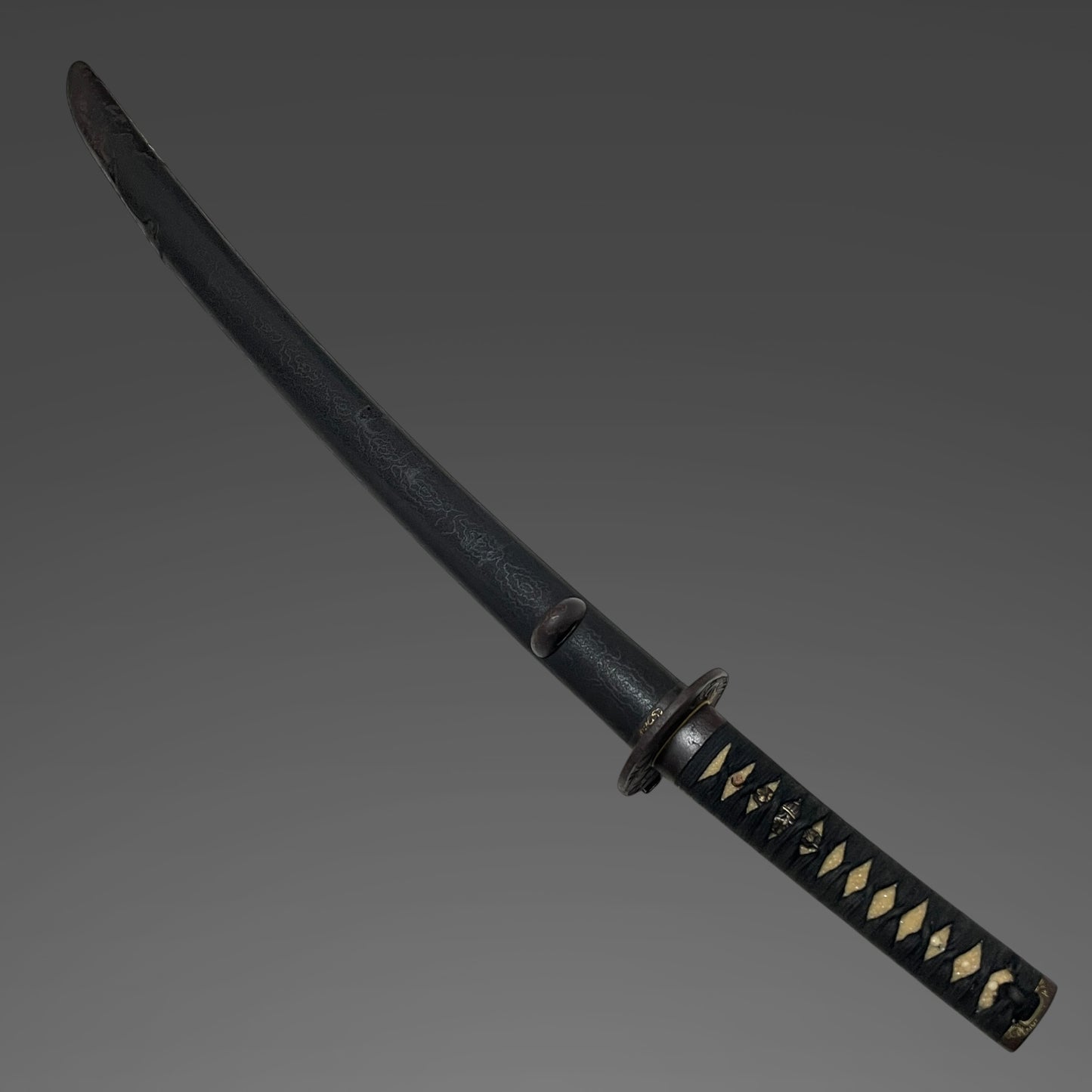 Toppei Koshirae 突兵拵 Long Wakizashi, Mantis Tsuba 蟷螂鍔,  Bishuju Morimitsu 備州住守光 signed