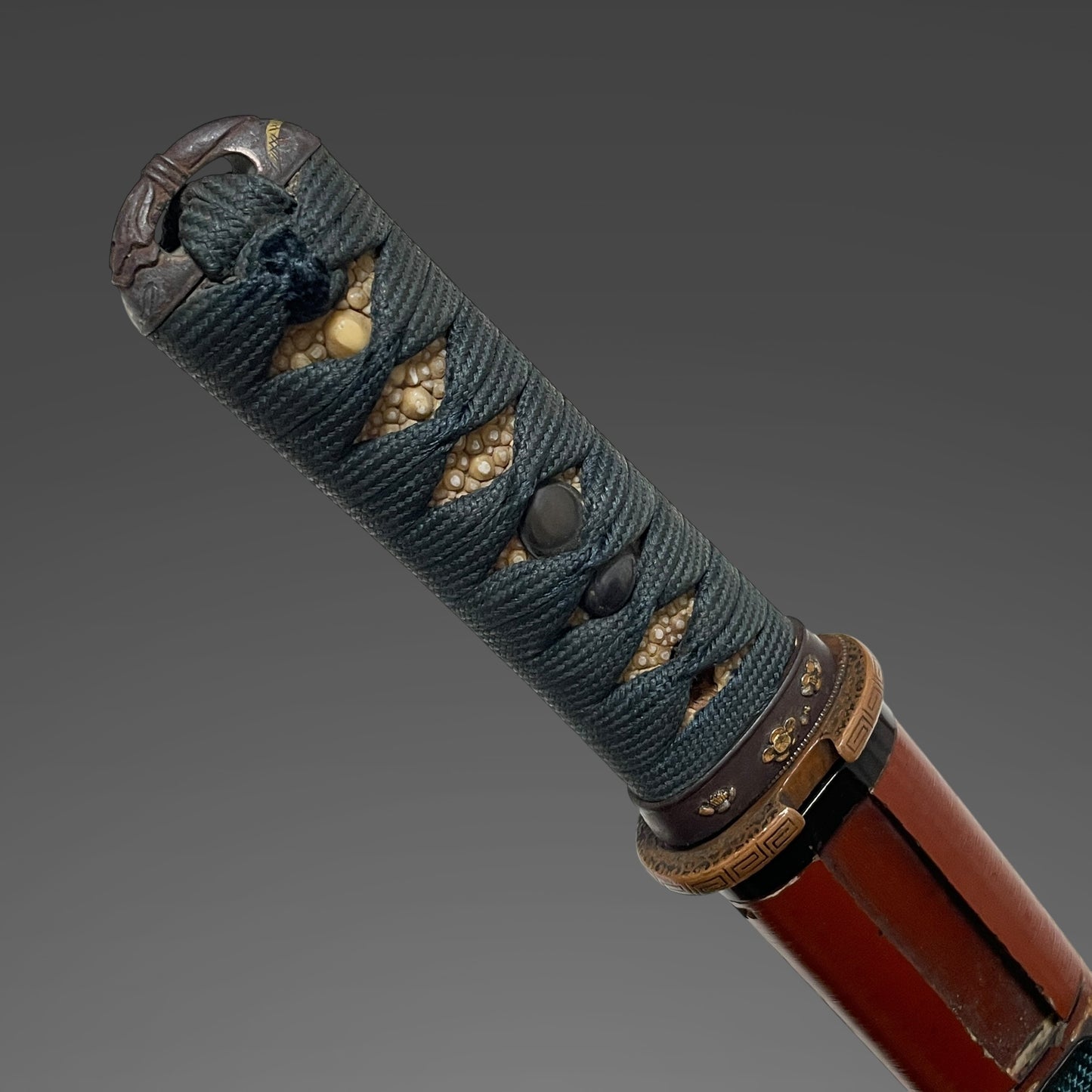 Dragonfly Fittings Red TANTO,  Hokinokami Fujiwara Nobutaka 伯耆守藤原信高 signed, Edo period