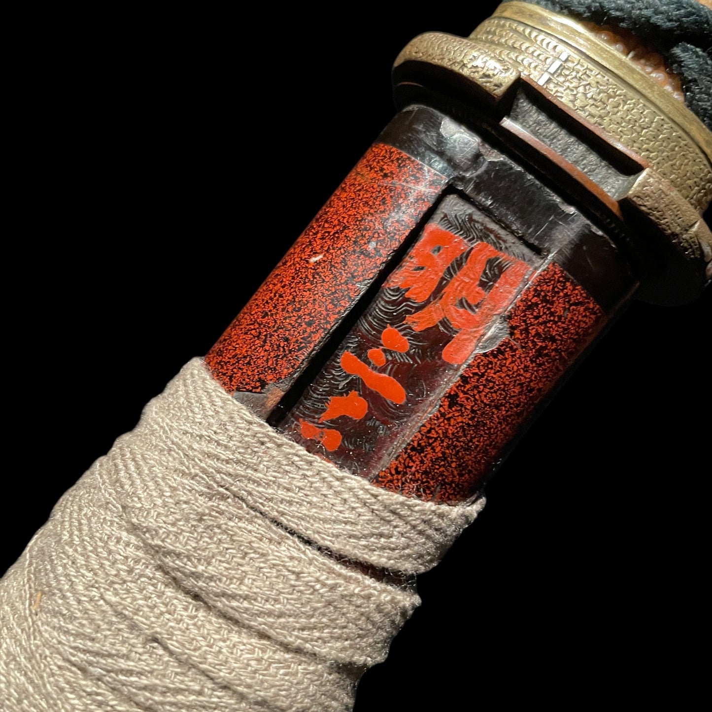 Red Matsushiro Koshirae TANTO, Rare Style blade,  Brass Fittings