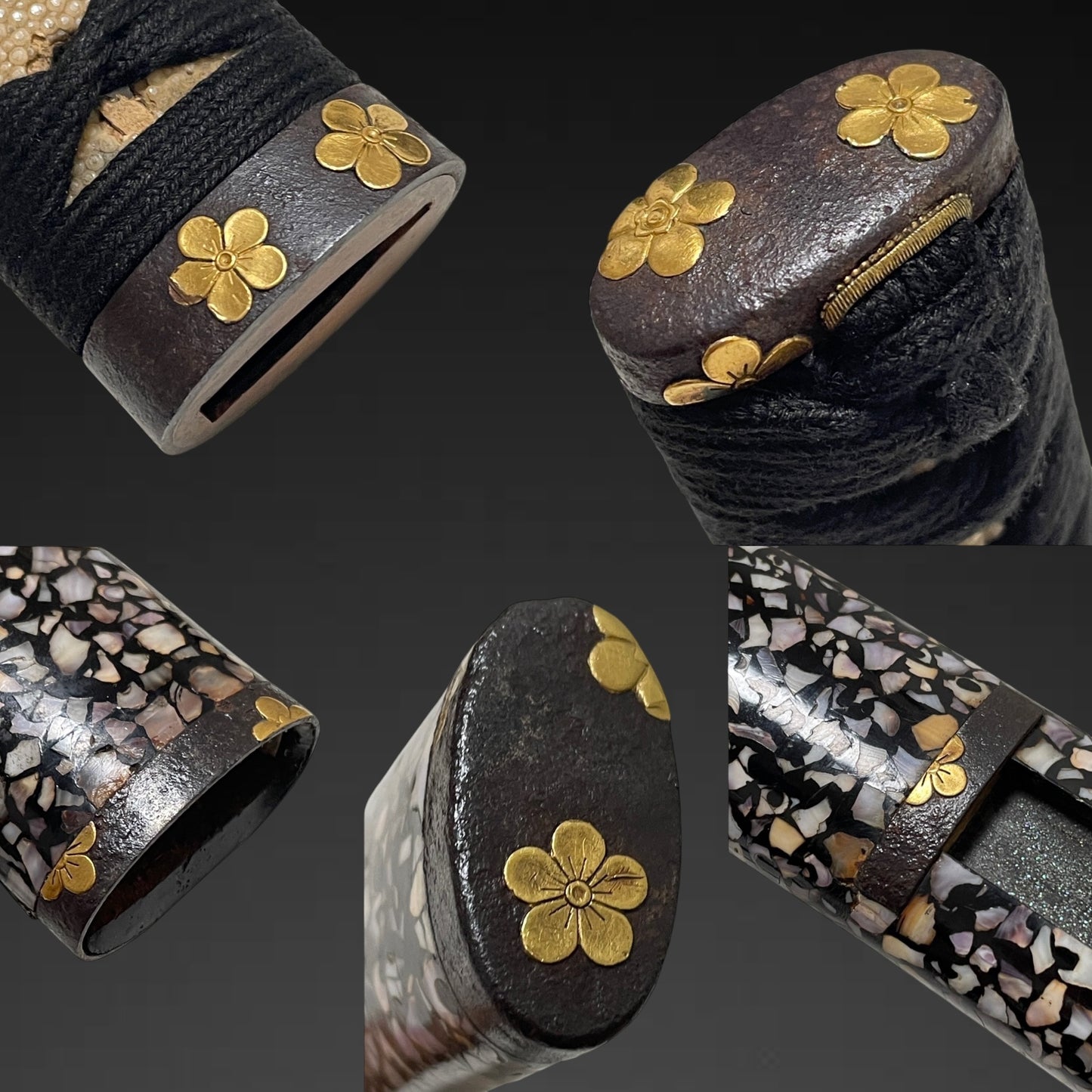 Radensaya 螺鈿鞘 Wide Hirazukuri Wakizashi, Izuminokami Kanesada signed, Plum Fittings