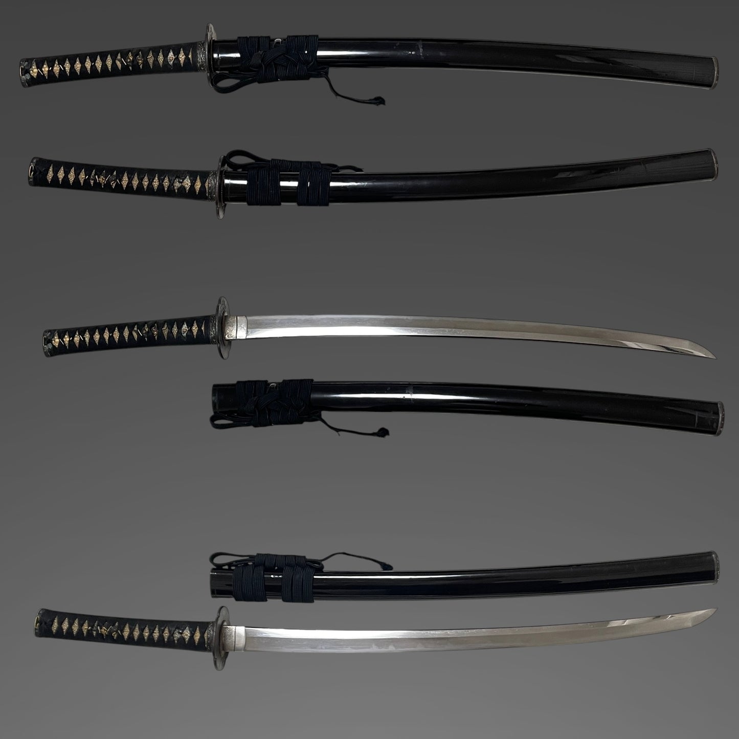 Dragon Tsuba and Menuki, Long Wakizashi, Wave Fuchikashira, Edo period mumei