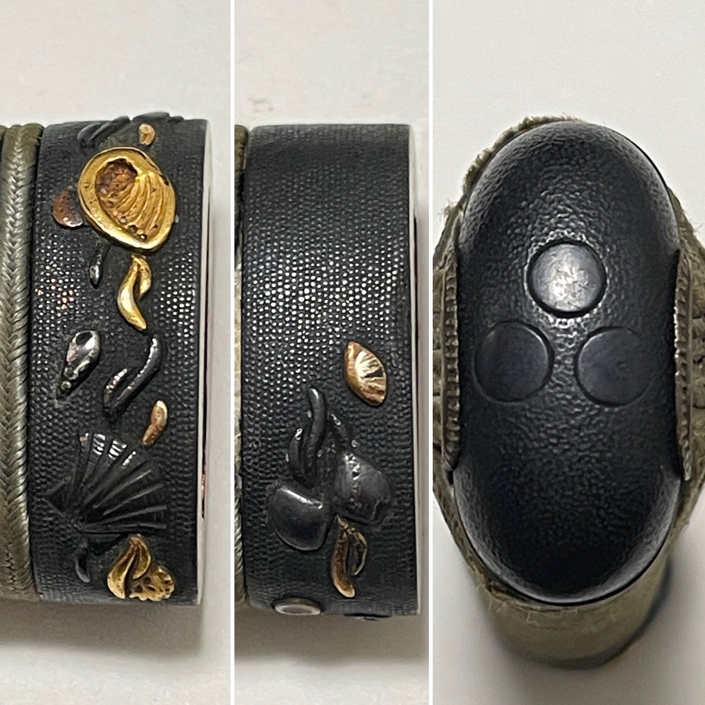 Kunimitsu 國光 signed TANTO, Dragon Kozuka, Shell Fuchi, Muromachi period