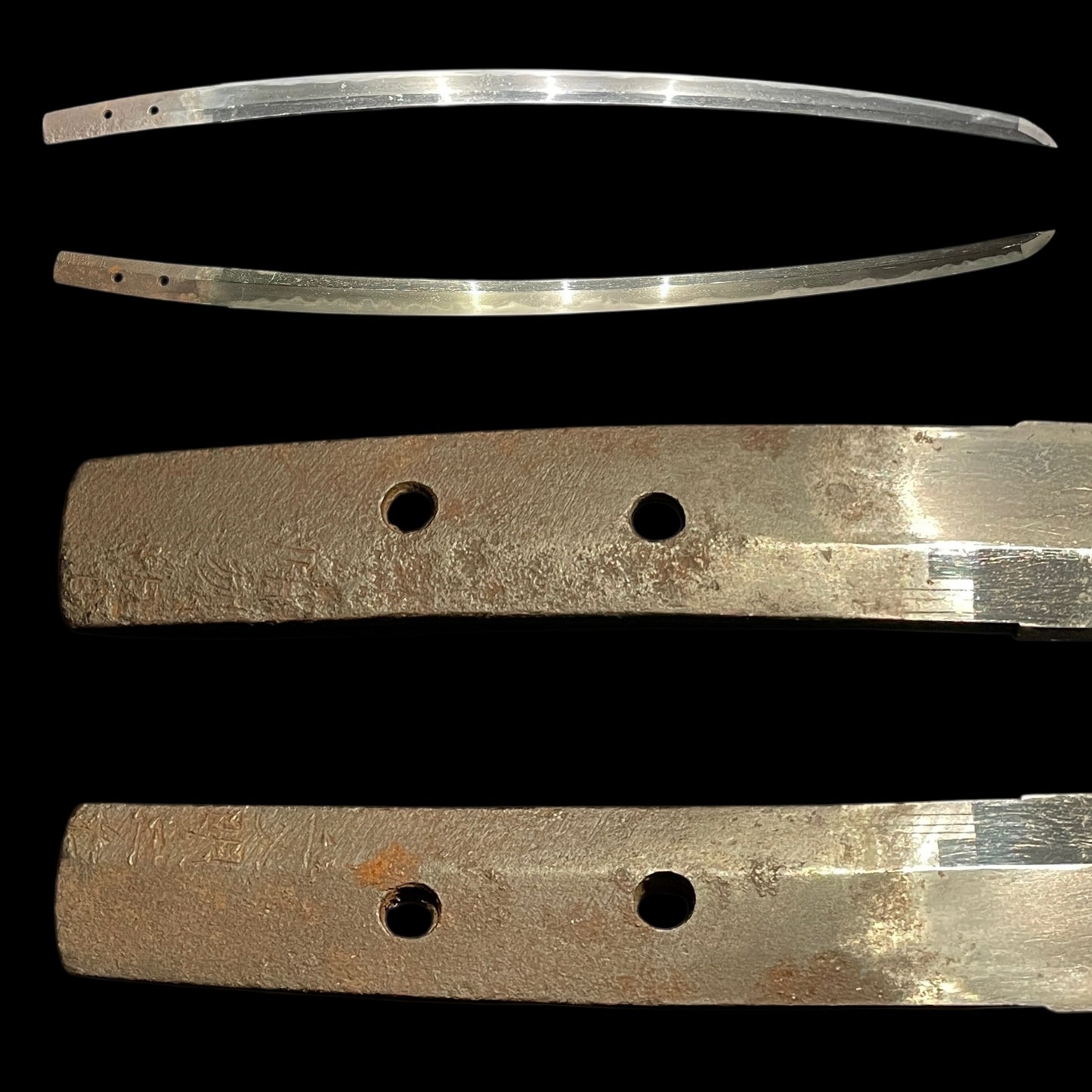 Dragon Fuchikashira, Bishuosa 1470s 備州長 文明二年 signed Long Wakizashi, Brass Tsuba