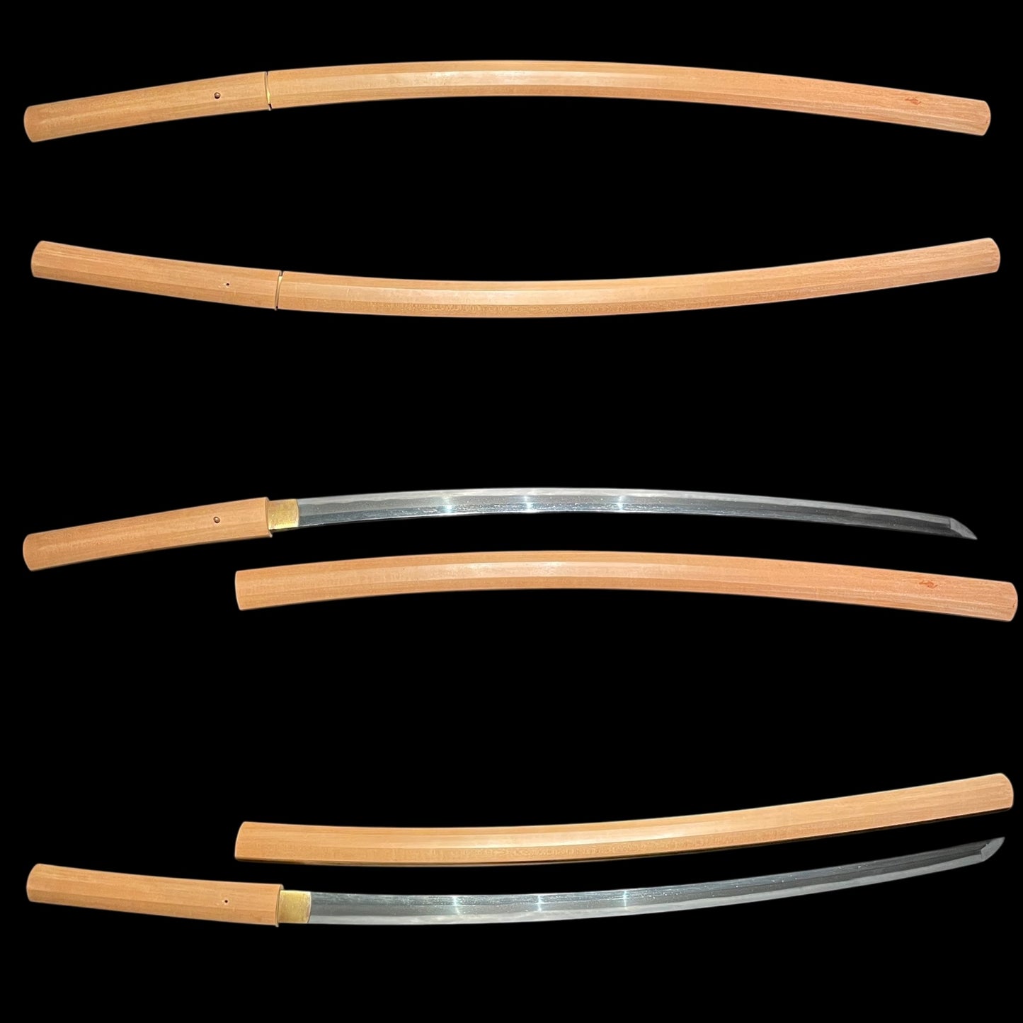 Shinto Jumyo 新刀寿命 KATANA, Nightingale and Plum Blossoms Fuchikashira, with Shirasaya