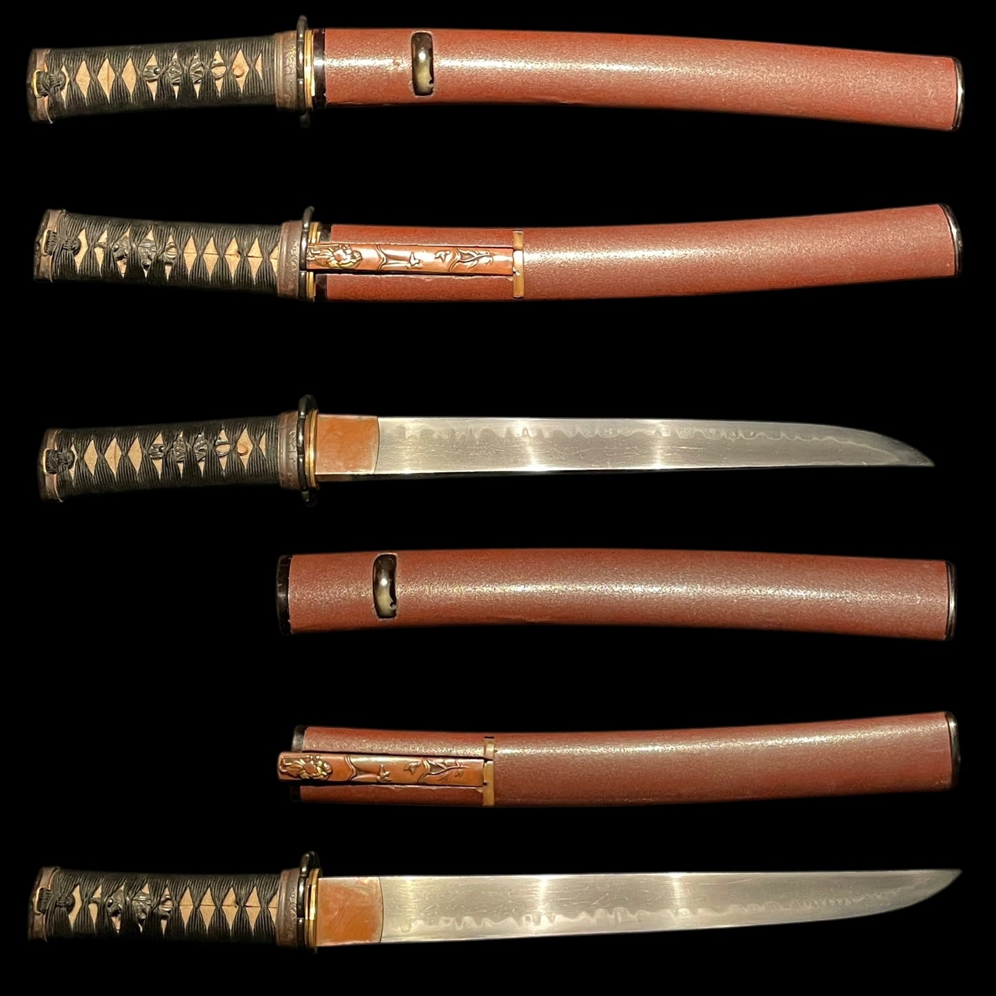 Red TANTO with KOZUKA, Gunome Hamon Thick Blade, Edo period mumei