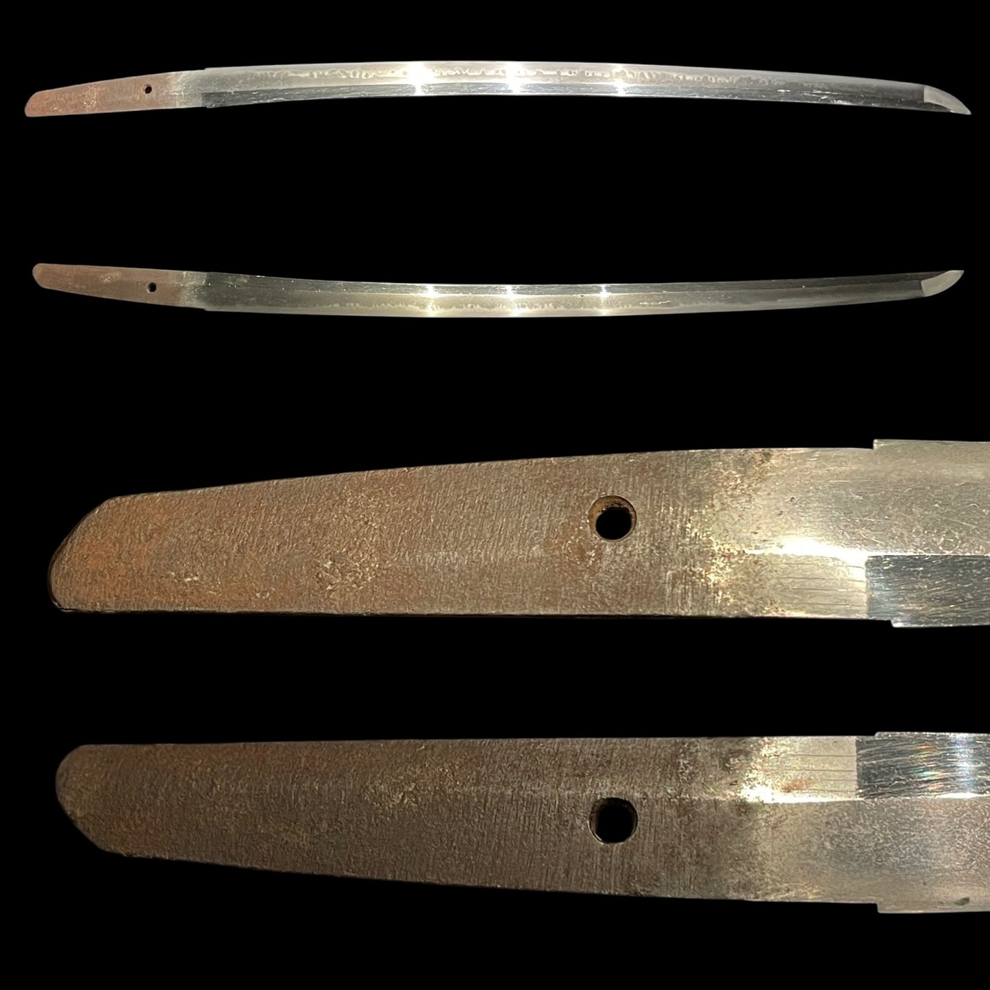 Amazing Hamon Wakizashi, Interesting Menuki, Peony Fuchikashira, Edo period mumei