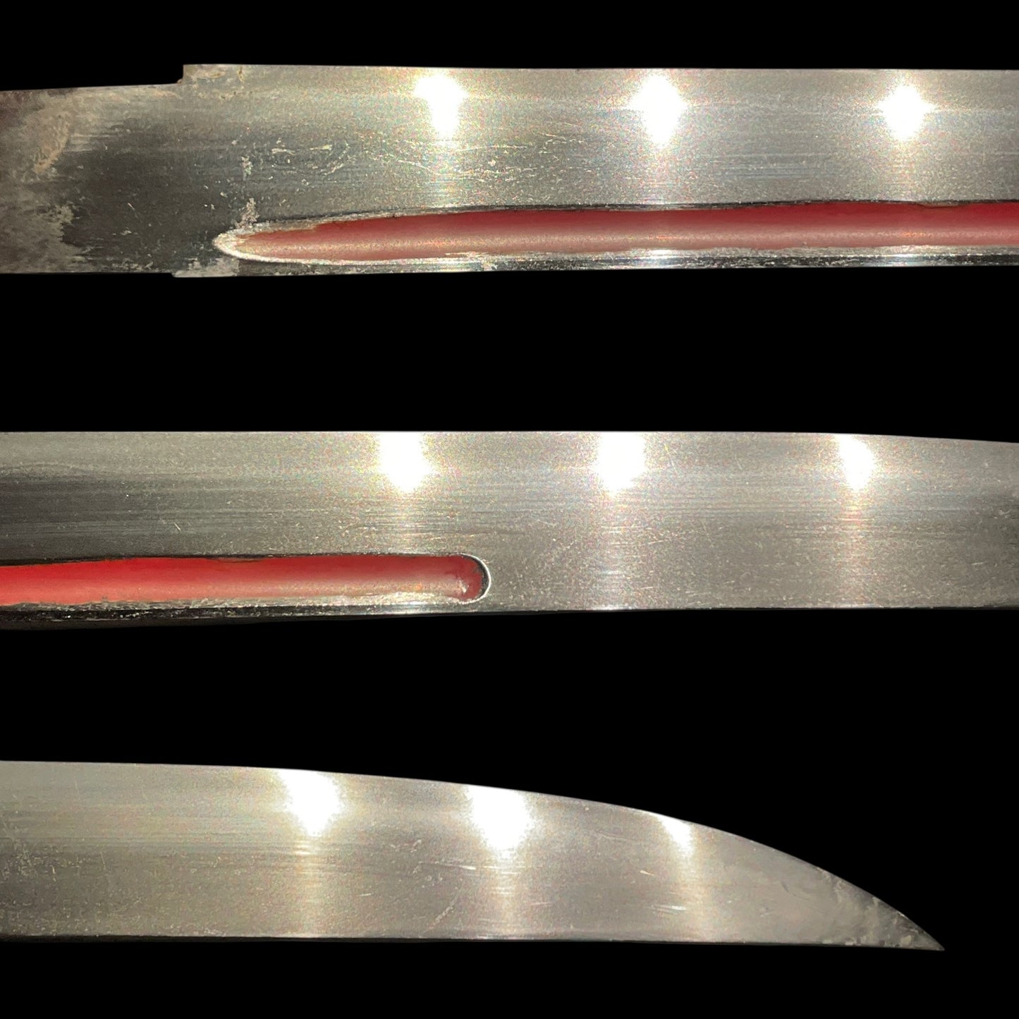 Thick Red TANTO. Hizenkoku Dewadaijo 肥前国出羽大掾 signed, Edo period