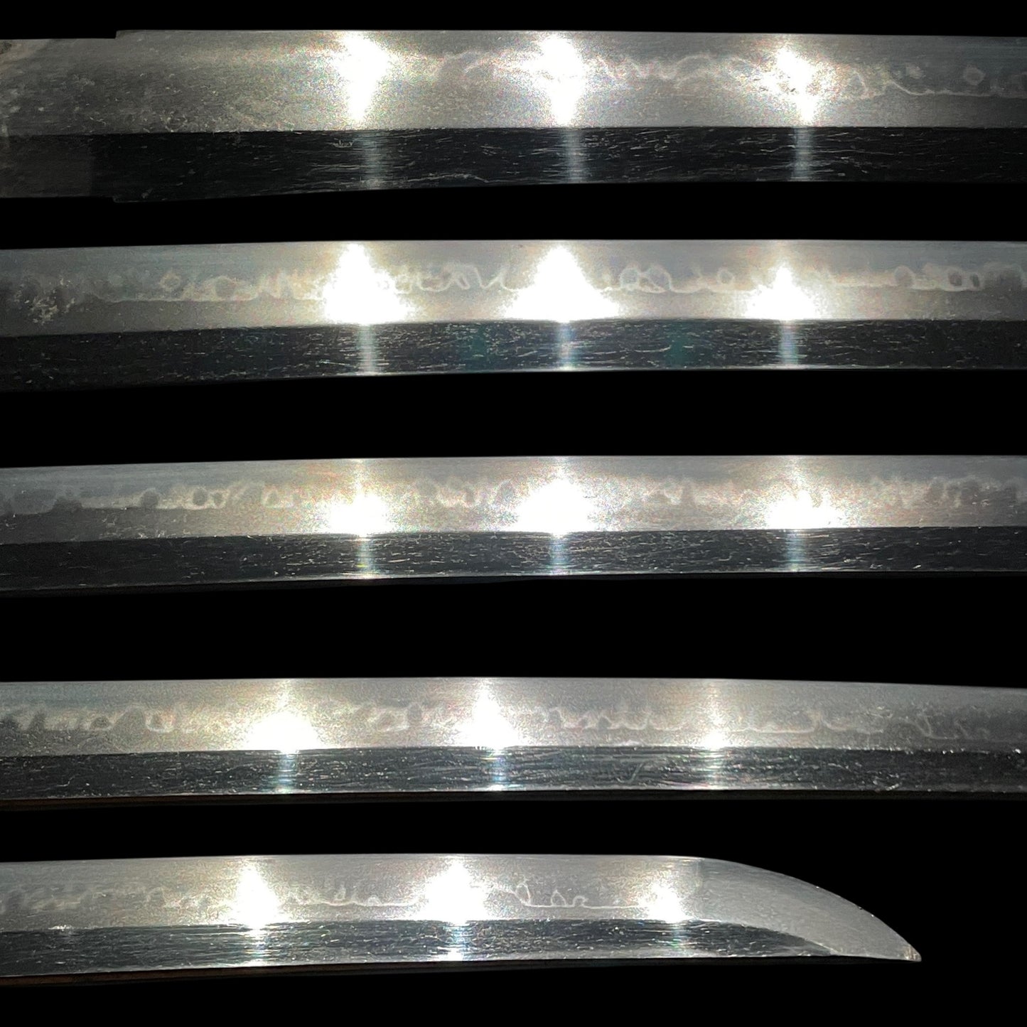 Amazing Hamon Wakizashi, Interesting Menuki, Peony Fuchikashira, Edo period mumei