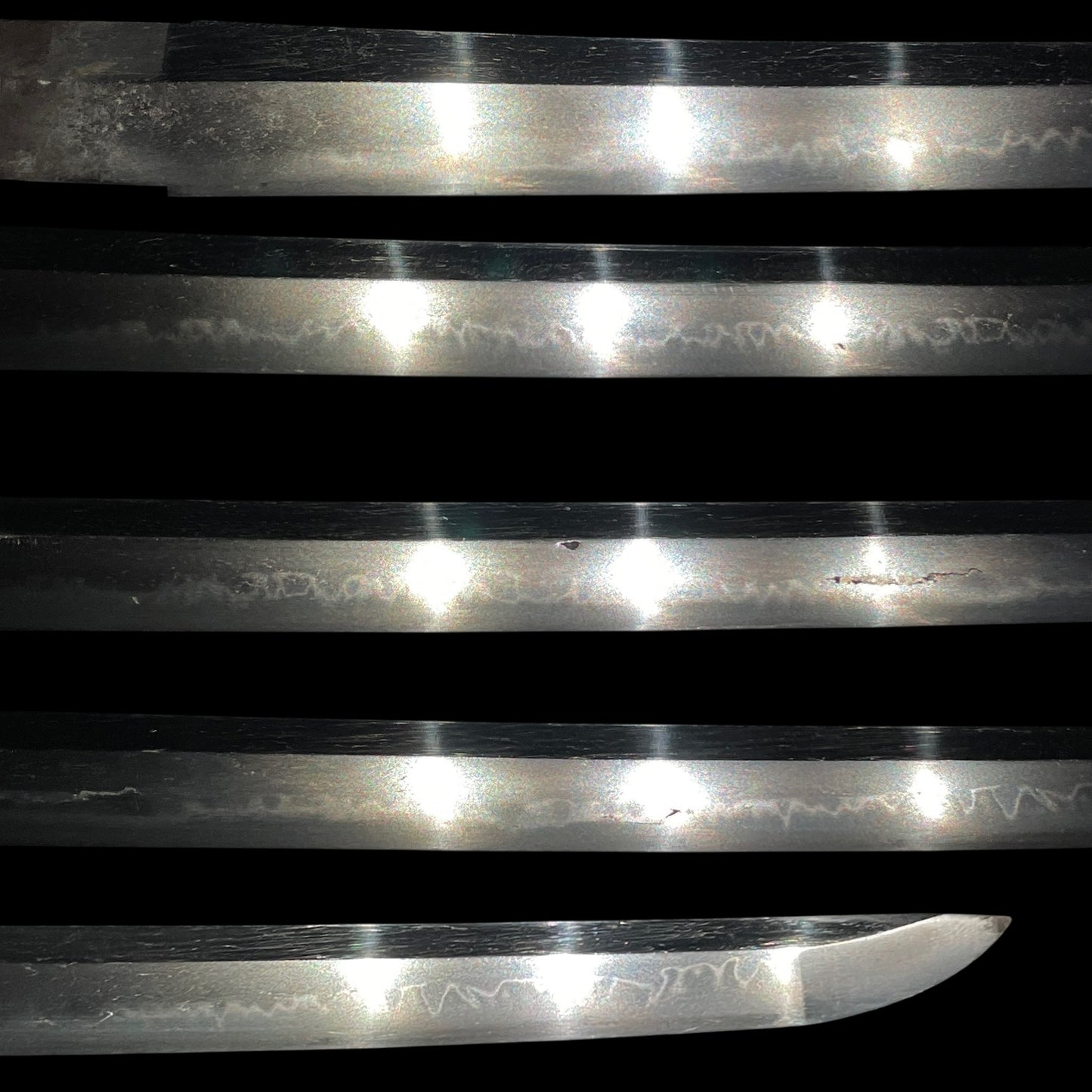 Amazing Hamon Wakizashi, Interesting Menuki, Peony Fuchikashira, Edo period mumei