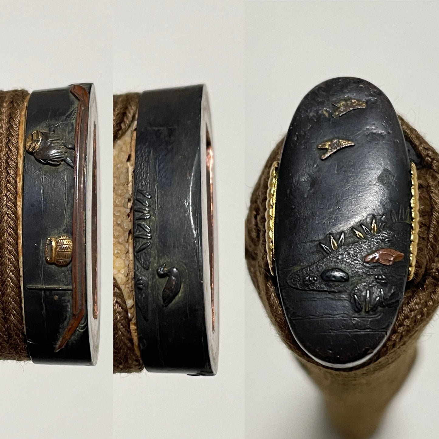 Long Wakizashi, ShibuichiFuchikashira 四分一縁頭, Edo period mumei