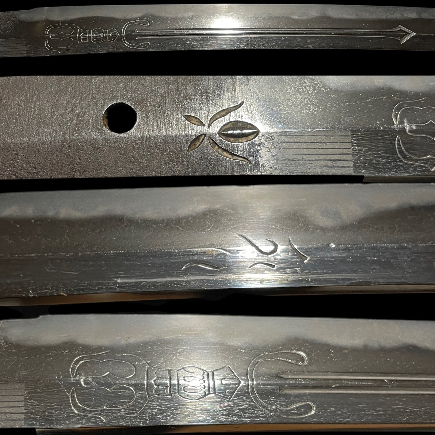 Rankaku-Saya 卵殻鞘, HORIMONO 彫物 Wakizashi, Yamagane Tsuba, Edo period mumei