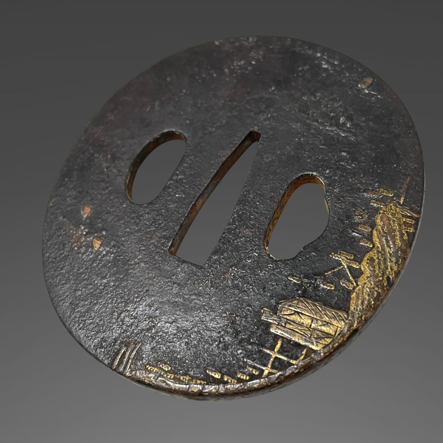 Bat Menuki 蝙蝠目貫, Handachi-Koshirae 半太刀拵 Wakizashi, Edo period mumei