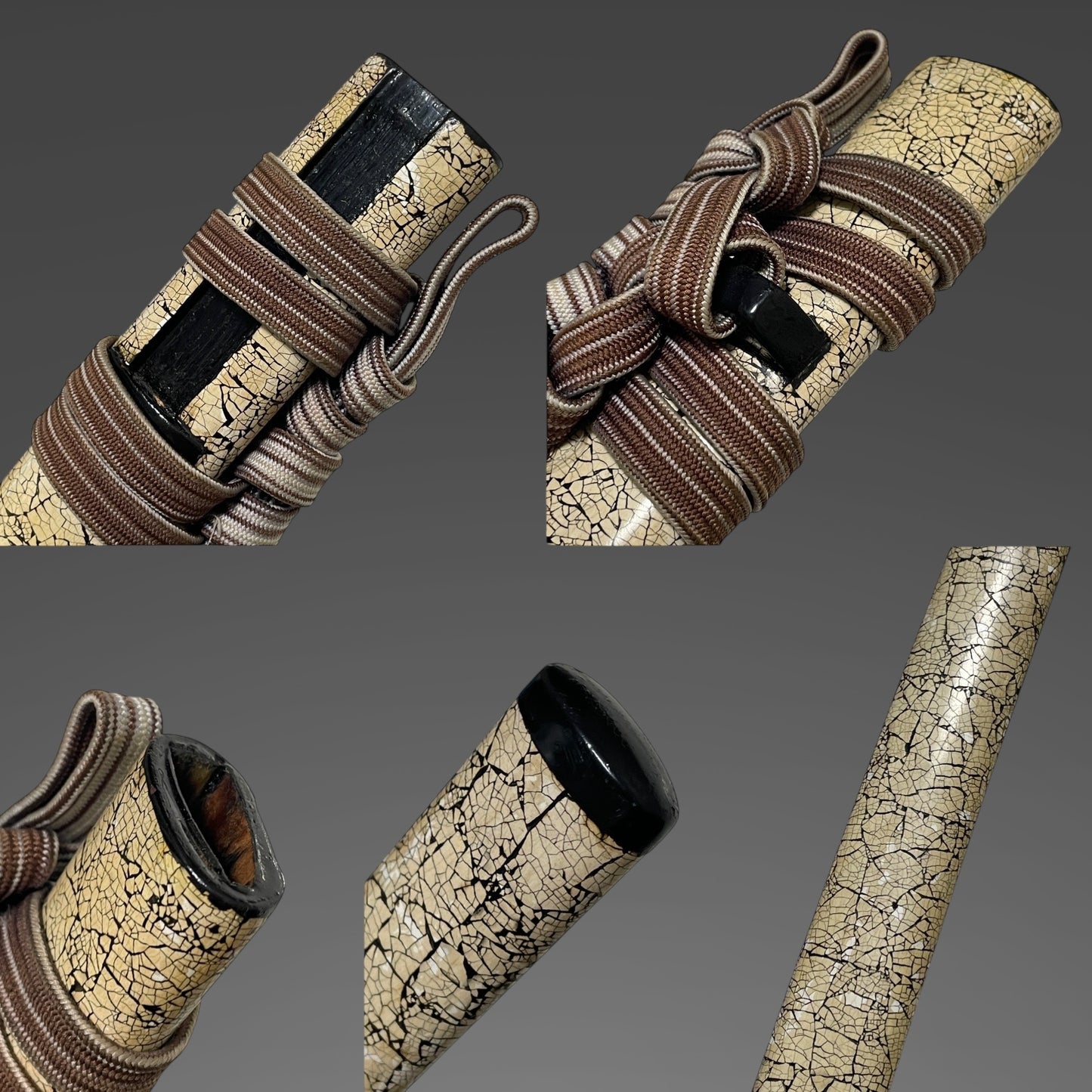 Rankaku-Saya 卵殻鞘, HORIMONO 彫物 Wakizashi, Yamagane Tsuba, Edo period mumei