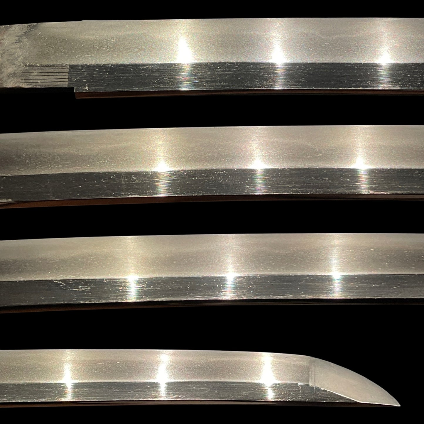 Red Wakizashi Shibuichi Fittings 四分一金具, Signed Fuchi, with Kozuka Kogai,  Edo