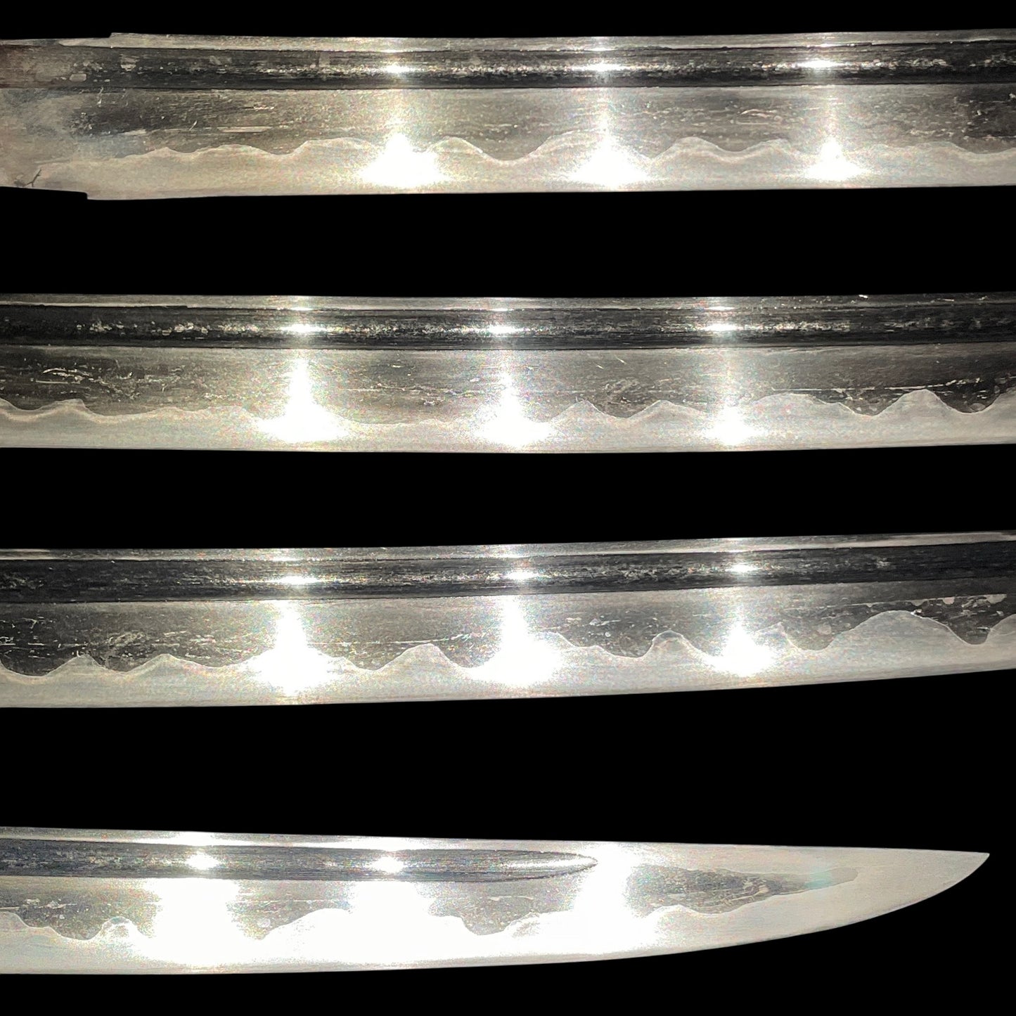 Hirazukuri Wakizashi, Frogs and Willows Fuchi, Bohi 棒樋 blade, Muromachi period mumei