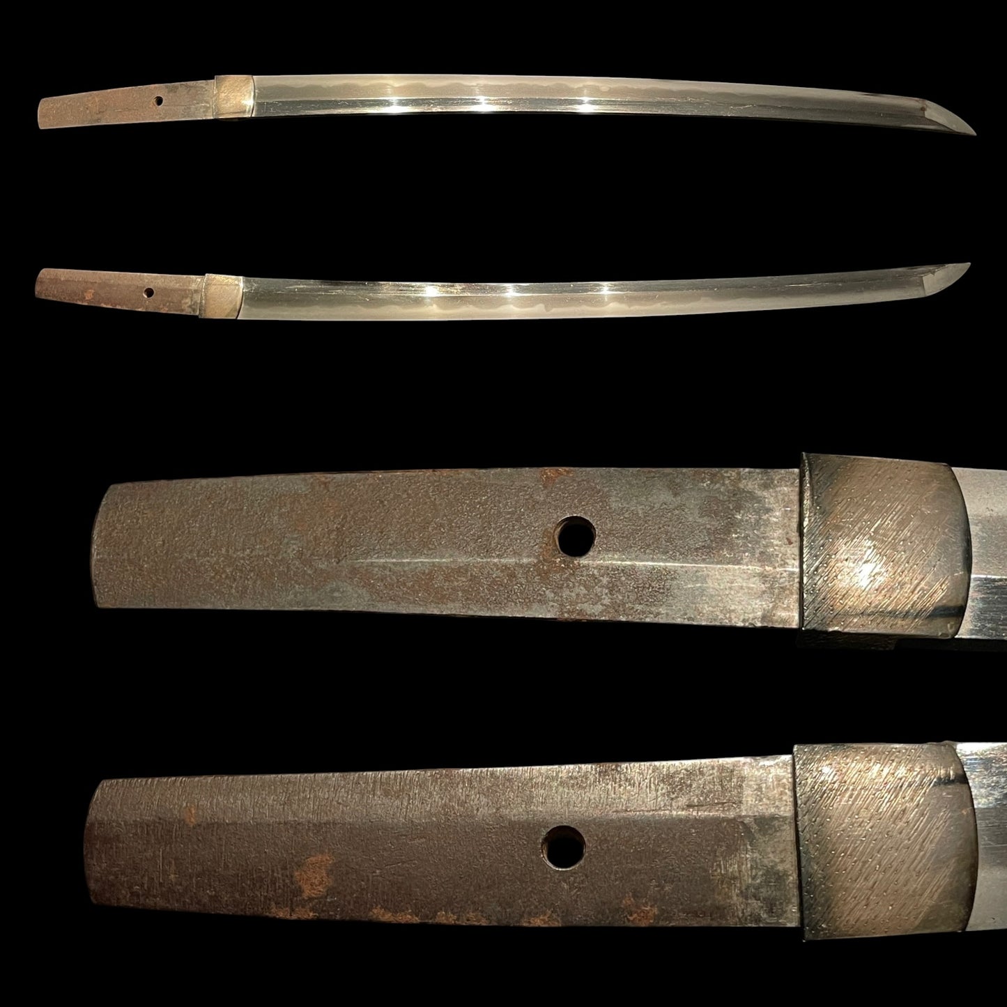 Chrysanthemum Tsuba 菊鍔 Short Wakizashi, Thick blade, Edo period mumei