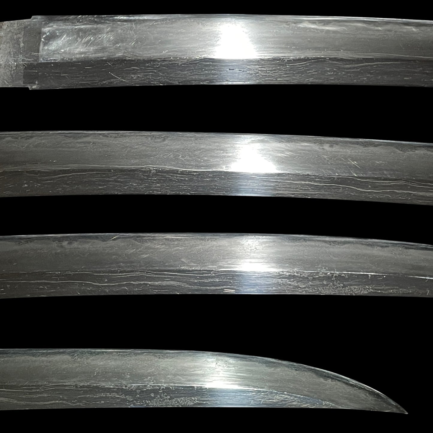 Naginata Naoshi Wakizashi, Samurai Tsuba, Miminaga Usagi 耳長兎 Fuchi, Muromachi period mumei