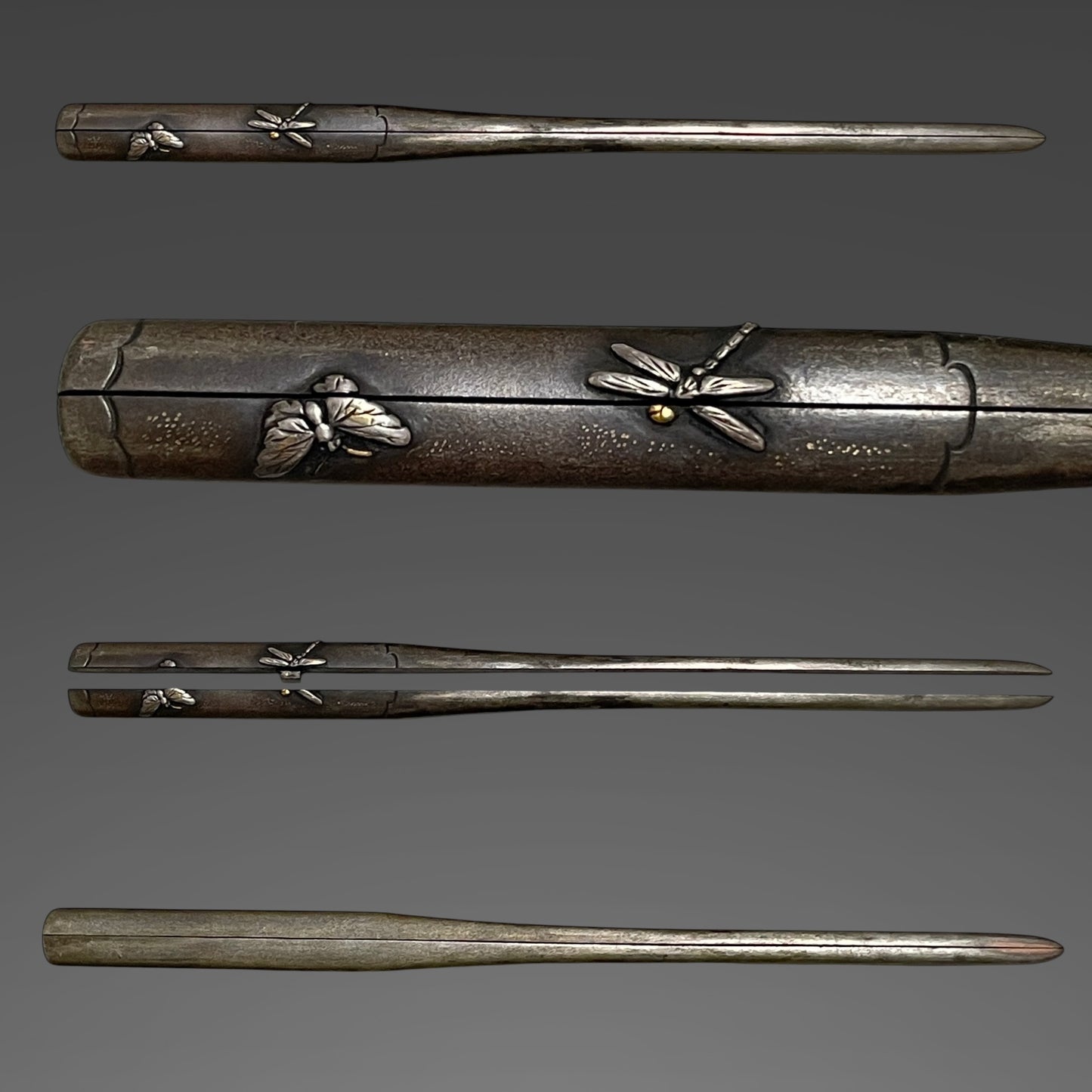 Mito Sukemitsu 水戸祐光 TANTO, 茶変塗鞘短刀拵, with Kozuka and Wari-Kogai, Edo period