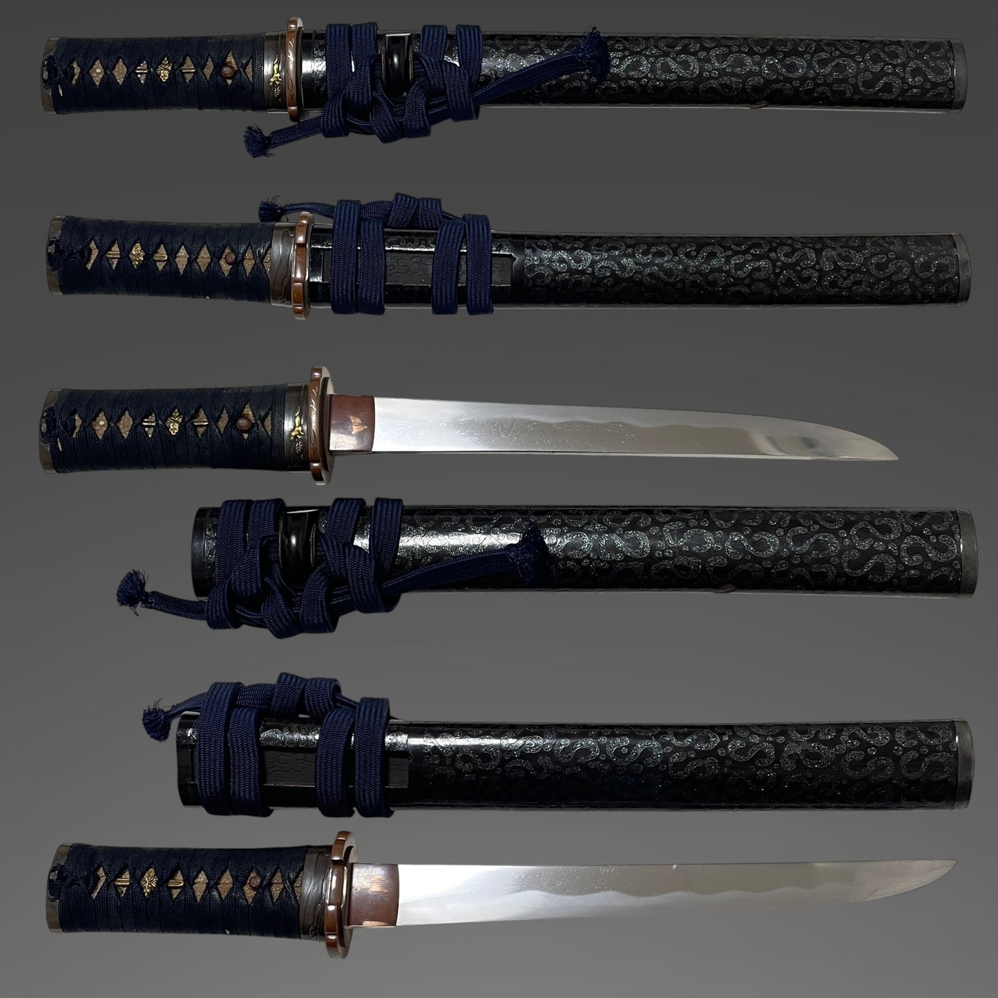 Kawarinuri-Saya 変塗鞘, Horse Fuchikashira TANTO, Edo period mumei