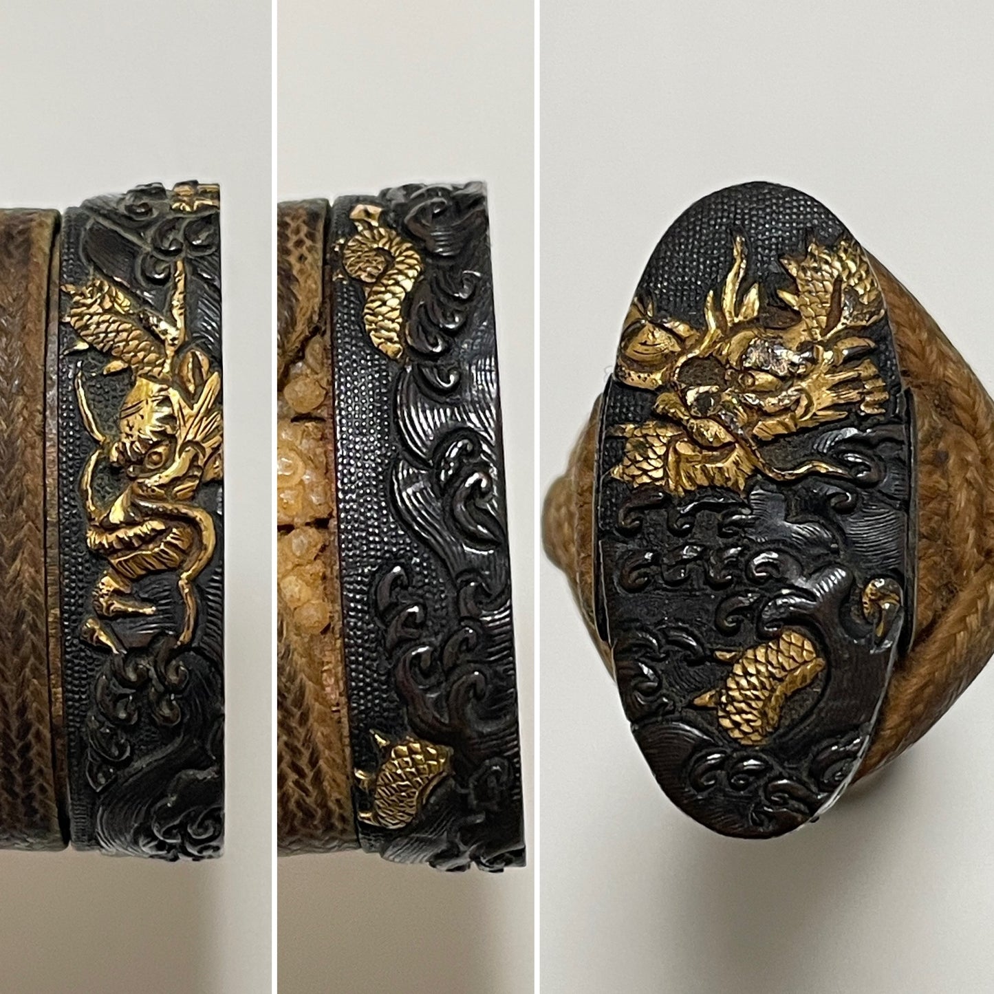 Samesaya-Koshirae 鮫鞘拵 Wakizashi, Oomokumehada, Dragon Fuchikashira, with Kozuka