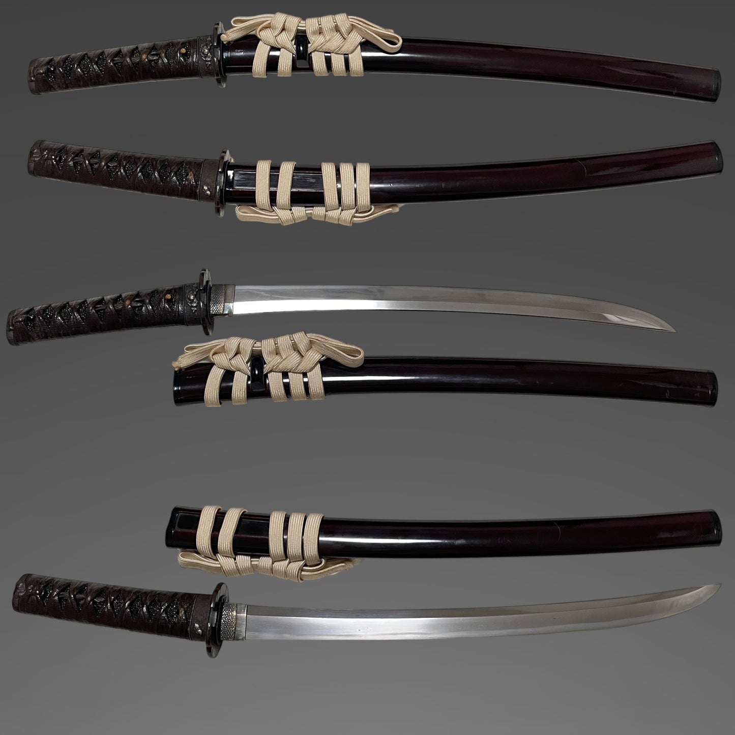 Masaie 正家 signed, Shobuzukuri Wakizashi, Peonies and butterflies Fuchikashira, Muromachi period