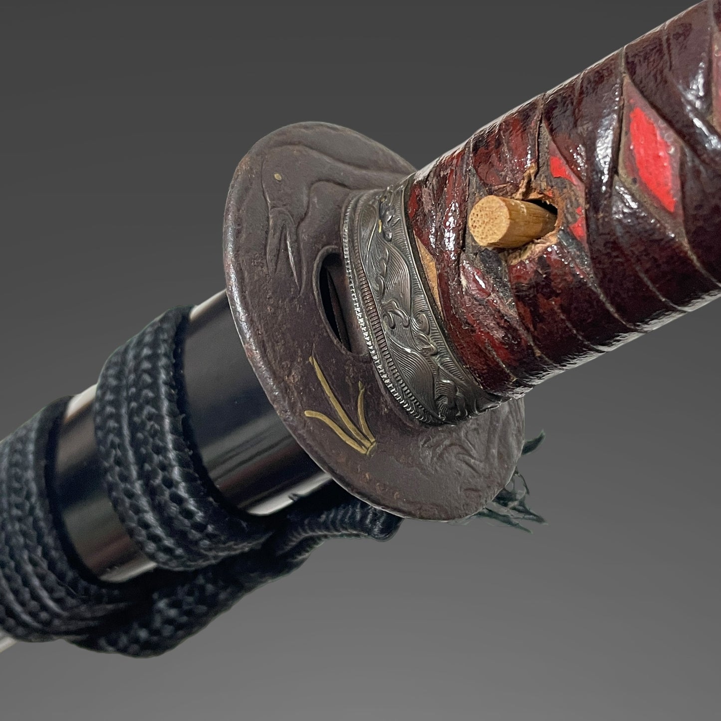 Long Wakizashi, Soebi 添樋, Waterfowl Tsuba, Wave Fuchikashira, Edo period mumei