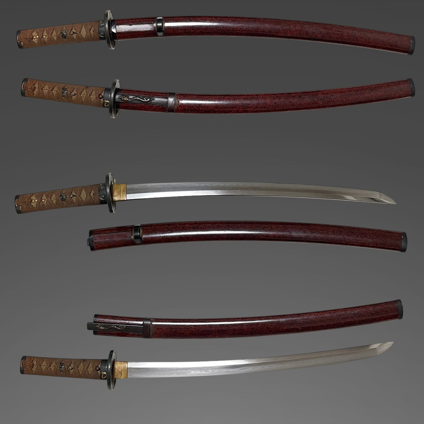 Red Wakizashi Catfish Kozuka,  Tsuda Echizennokami Sukehiro August 1681 signed