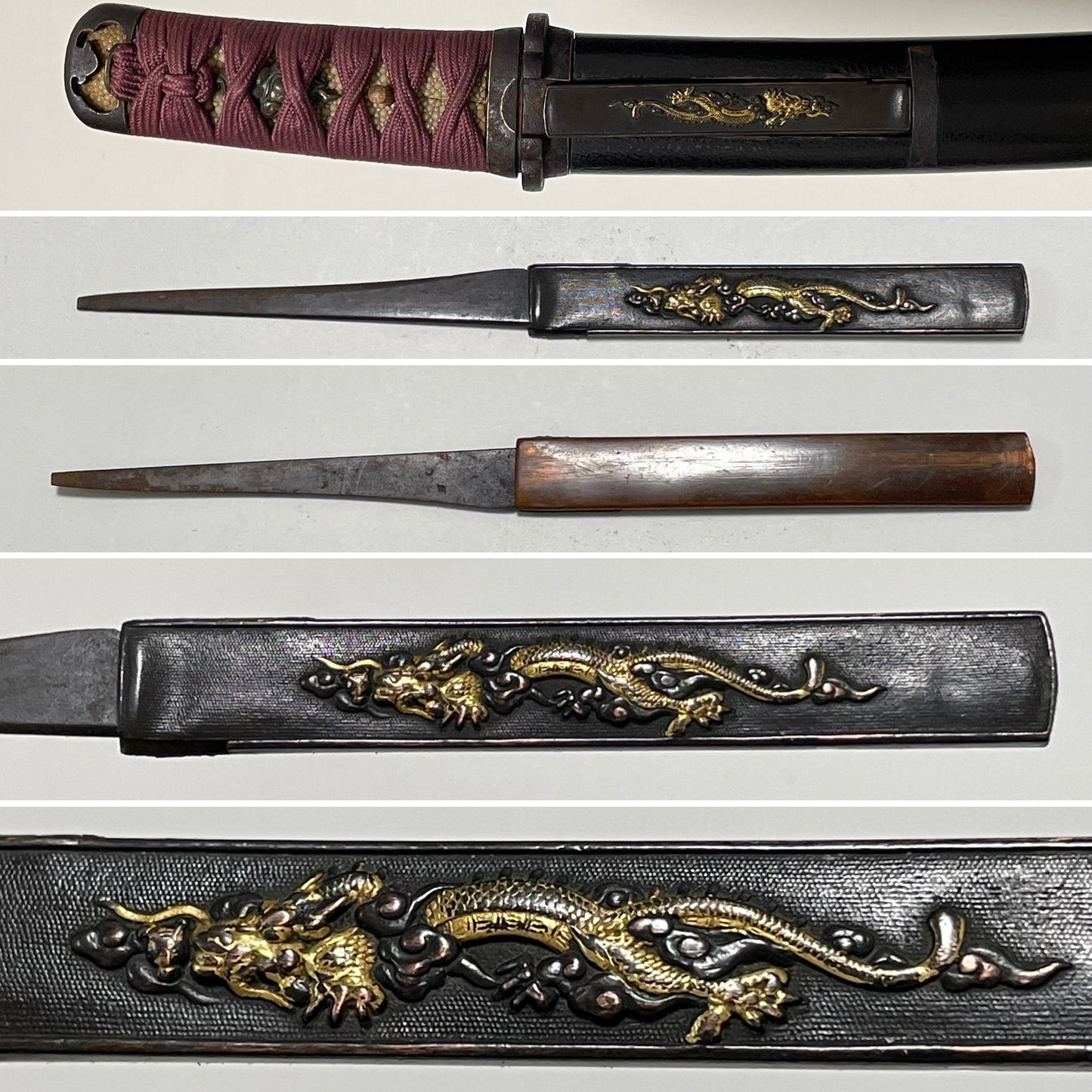 Noshusekiju Kaneshige 濃州住兼重 signed TANTO, Iron Fittings Koshirae, Dragon Kozuka